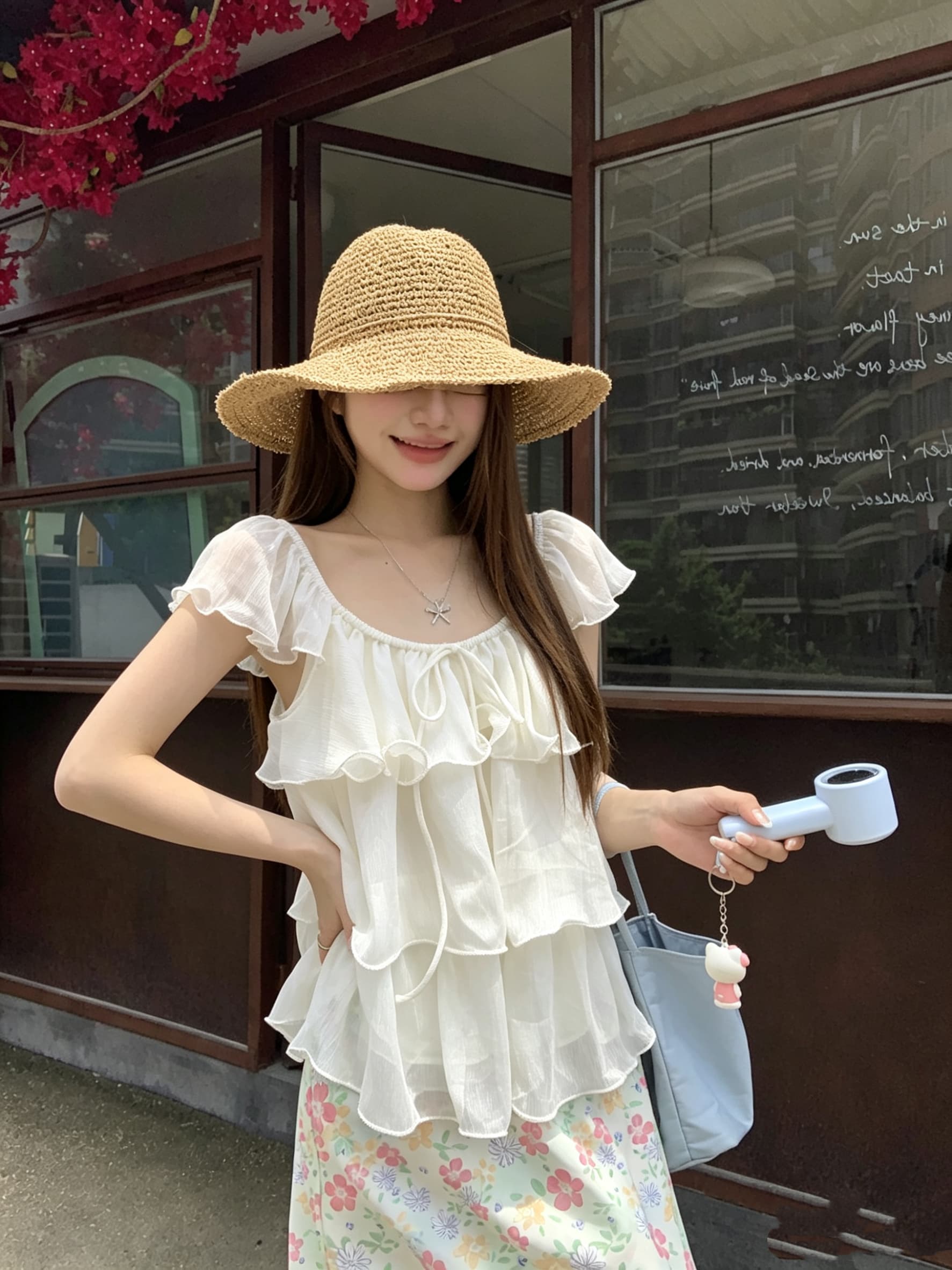 정가 실사 달콤한 스타일 보라색 프릴 Feifei 소매 작은 셔츠 루즈핏 셔츠 여성 의류 한 부서 부드러운 바람 맨위 상세 이미지 20