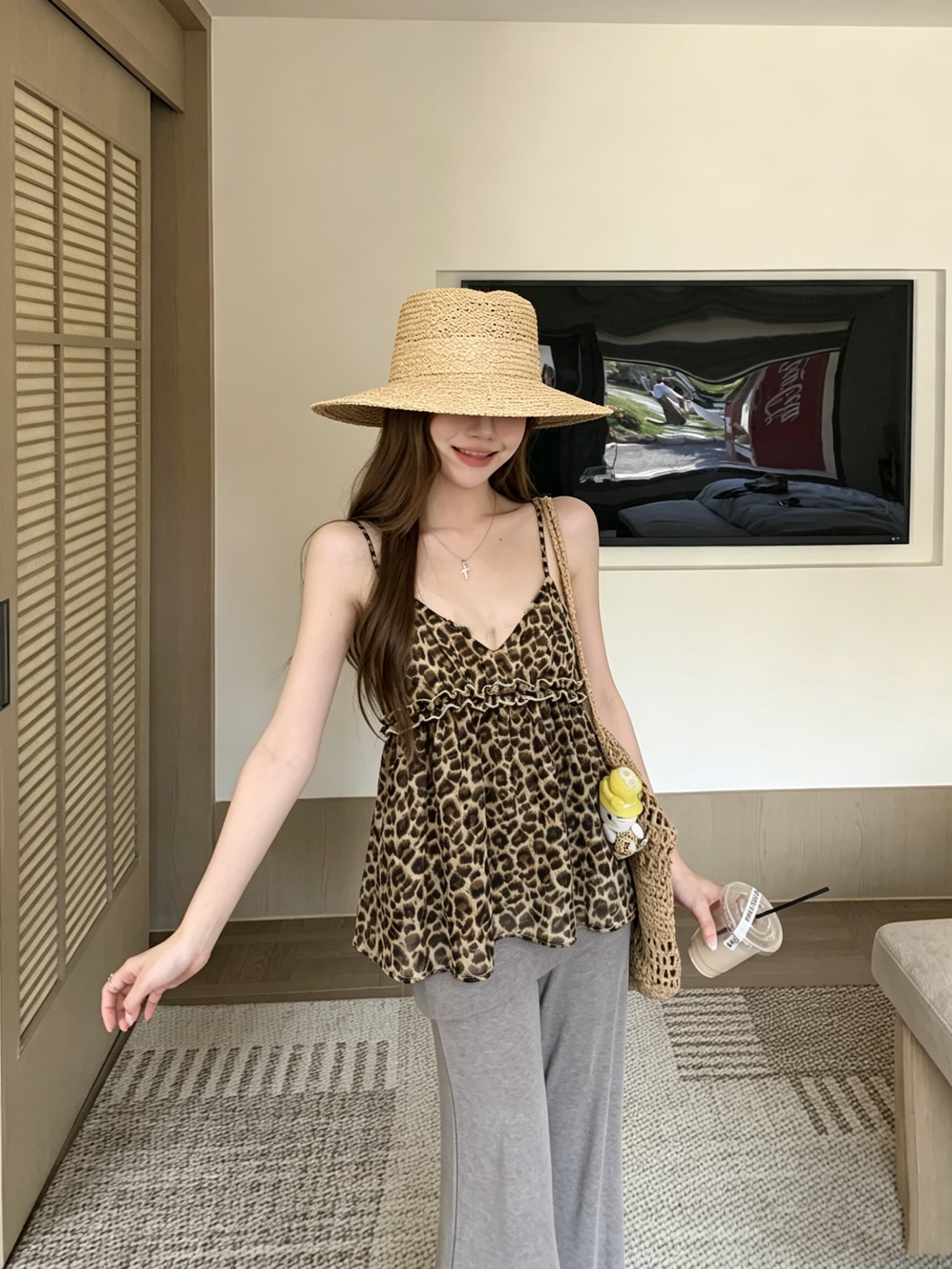 정가 실사 레오파드 무늬 수 있습니다. 외출용 작은 슬링 조끼 여성 여름 핫걸 슬림해 보이는 순수한 욕망 민소매 맨위 상세 이미지 9