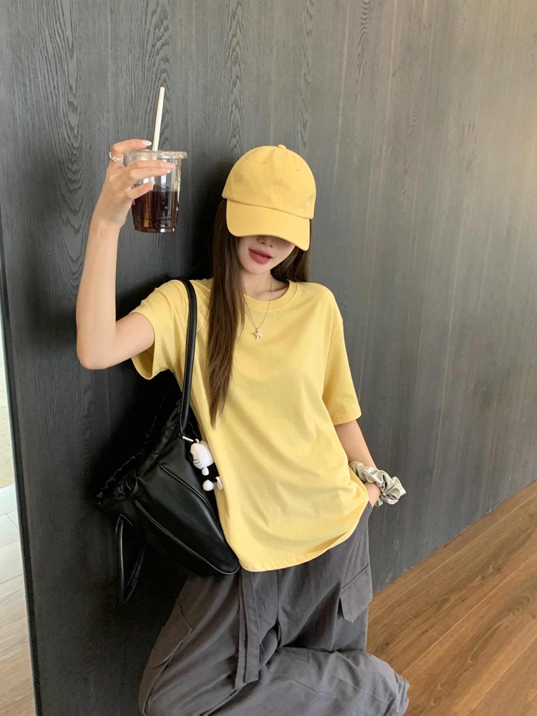 정가 실사 익스트림 제인 바람 루즈핏 반팔 티셔츠 여성 한 부서 여름 학생 단색 라운드 넥 다용도 맨위 트렌디 ins 상세 이미지 3