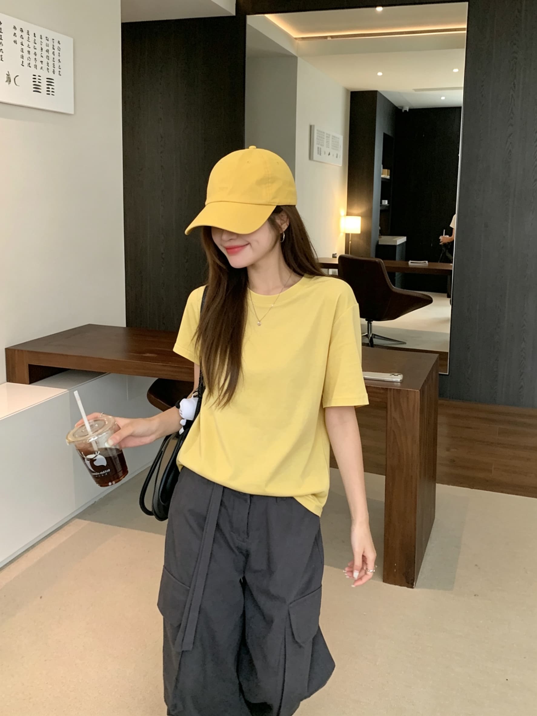 정가 실사 익스트림 제인 바람 루즈핏 반팔 티셔츠 여성 한 부서 여름 학생 단색 라운드 넥 다용도 맨위 트렌디 ins 상세 이미지 4