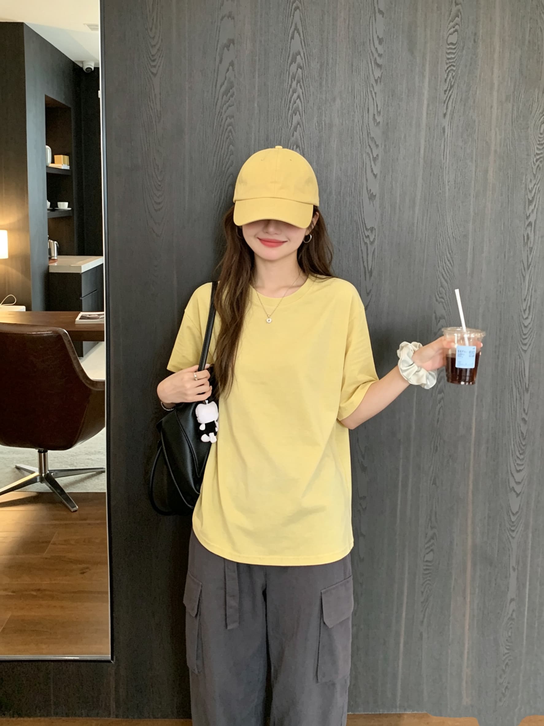 정가 실사 익스트림 제인 바람 루즈핏 반팔 티셔츠 여성 한 부서 여름 학생 단색 라운드 넥 다용도 맨위 트렌디 ins 상세 이미지 8