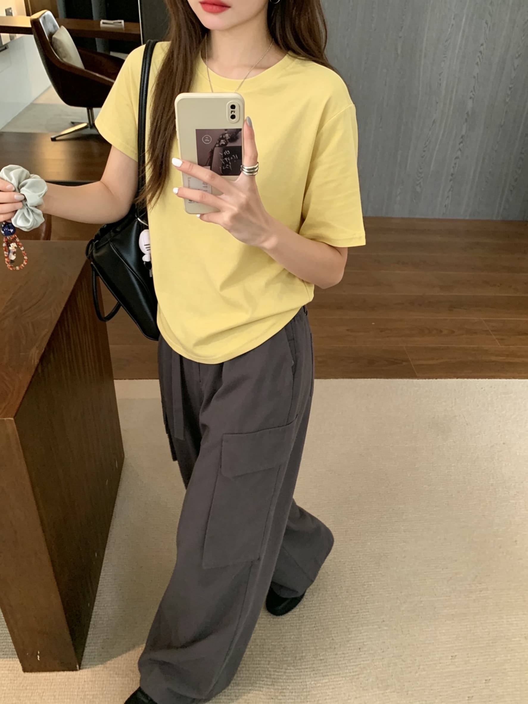 정가 실사 익스트림 제인 바람 루즈핏 반팔 티셔츠 여성 한 부서 여름 학생 단색 라운드 넥 다용도 맨위 트렌디 ins 상세 이미지 10