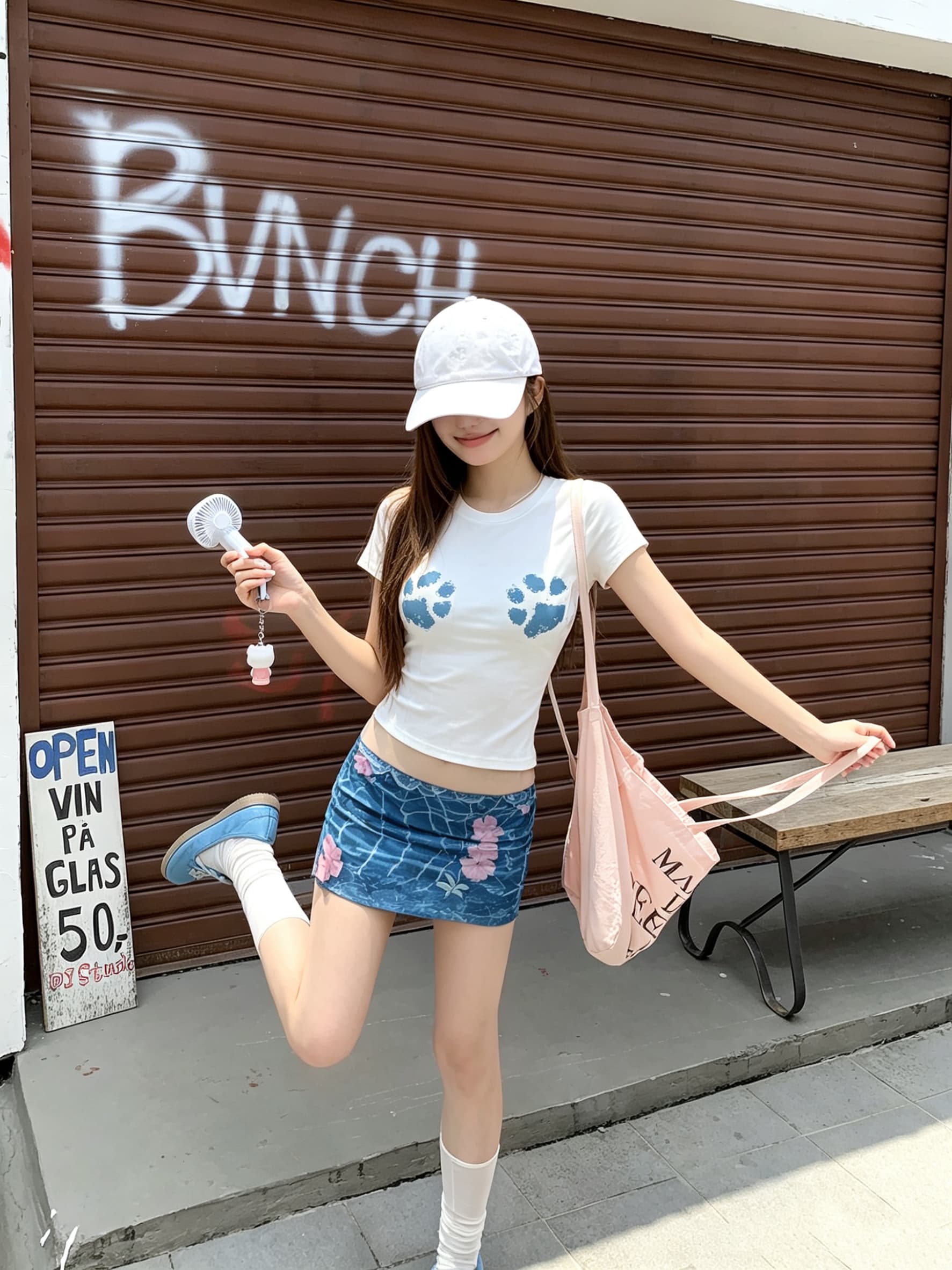 정가 실사 아메리칸 핫걸 단단한 높이 폭탄 반팔 긍정적 인 어깨 티셔츠 여성 여름 귀여운 고양이 발톱 프린트 맨위 상세 이미지 9