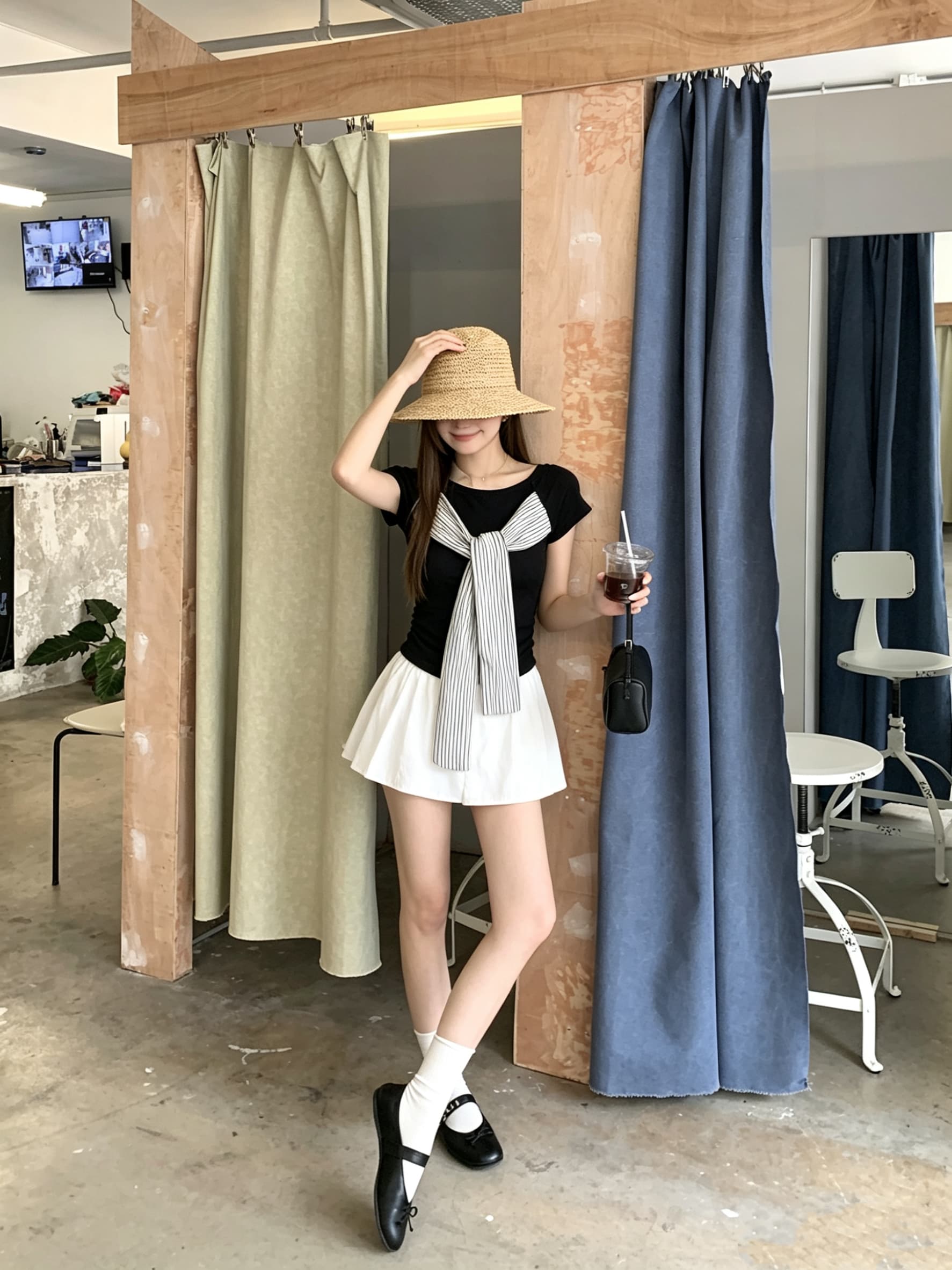 정가 실사 디자인 센스 스트라이프 스트랩 오프숄더 반팔 티셔츠 여름 새로운 핫걸 바람 몸매 가꾸기 맨위 상세 이미지 8