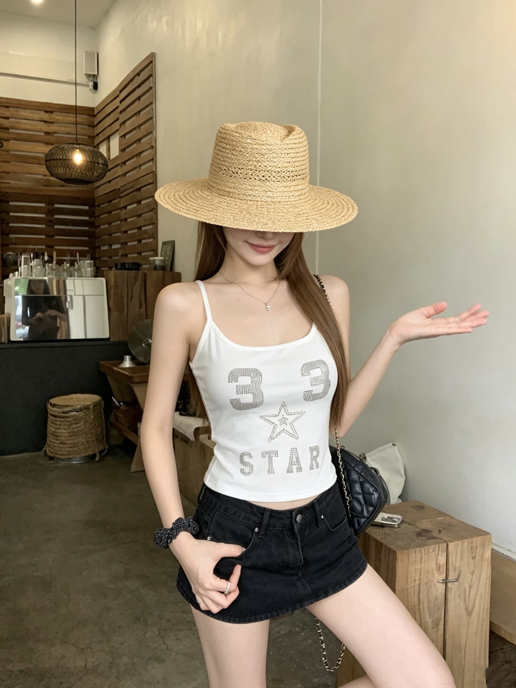 정가 실사 아메리칸 레트로 핫픽스 단어 조끼 슬립 여성 새로운 고급 고유 한 몸매 가꾸기 슬림해 보이는 맨위 상세 이미지 1