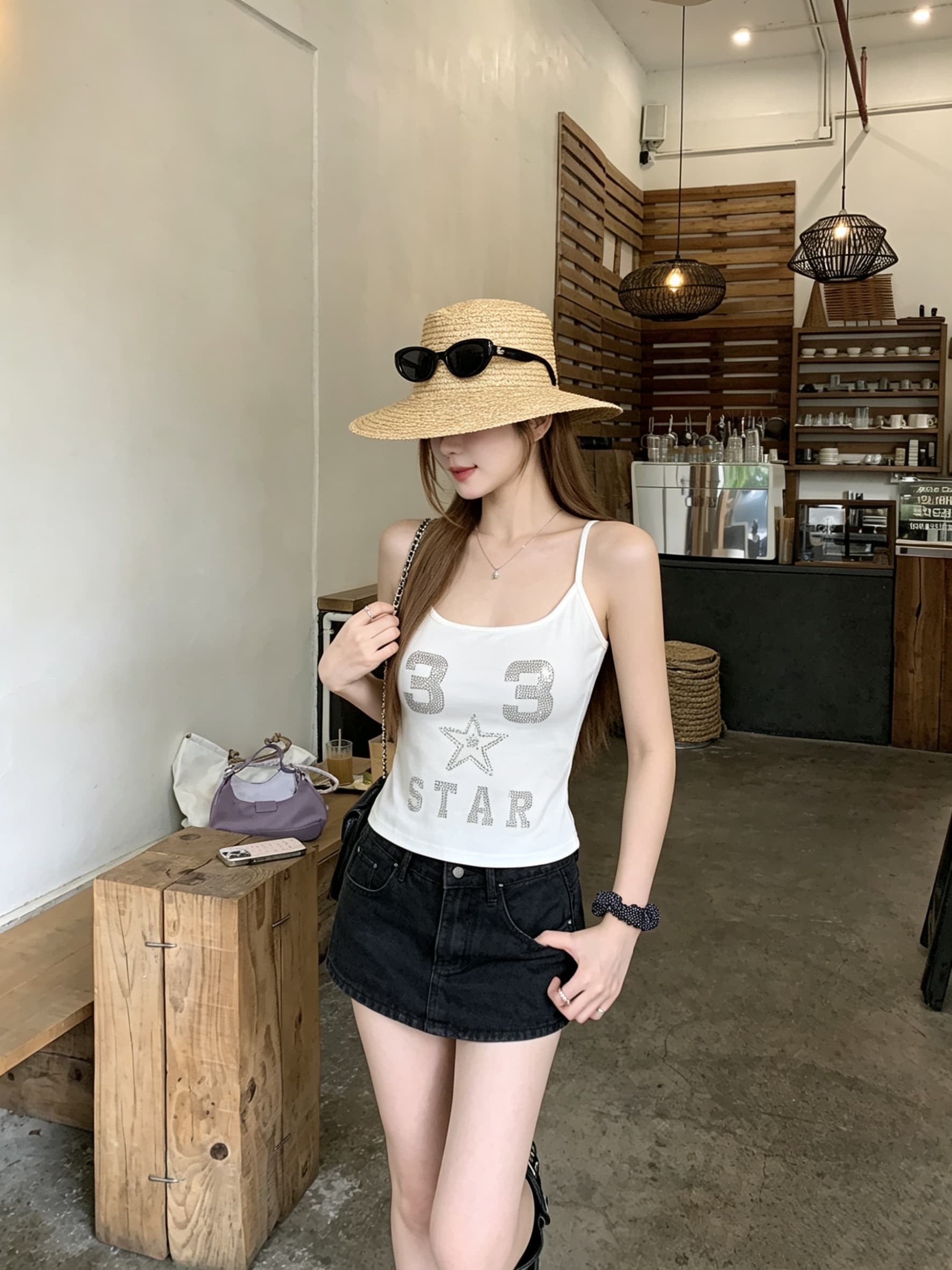 정가 실사 아메리칸 레트로 핫픽스 단어 조끼 슬립 여성 새로운 고급 고유 한 몸매 가꾸기 슬림해 보이는 맨위 상세 이미지 2