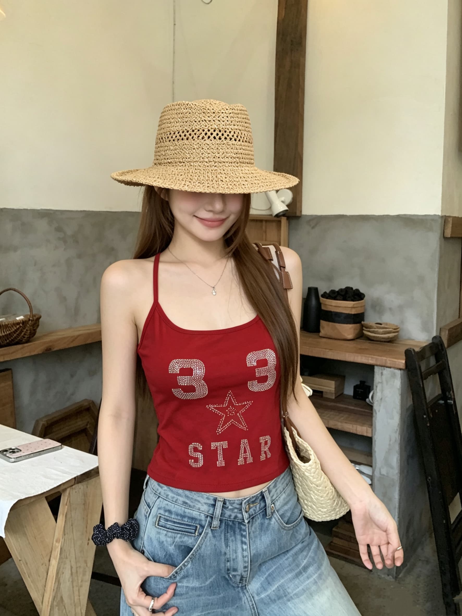 정가 실사 아메리칸 레트로 핫픽스 단어 조끼 슬립 여성 새로운 고급 고유 한 몸매 가꾸기 슬림해 보이는 맨위 상세 이미지 9