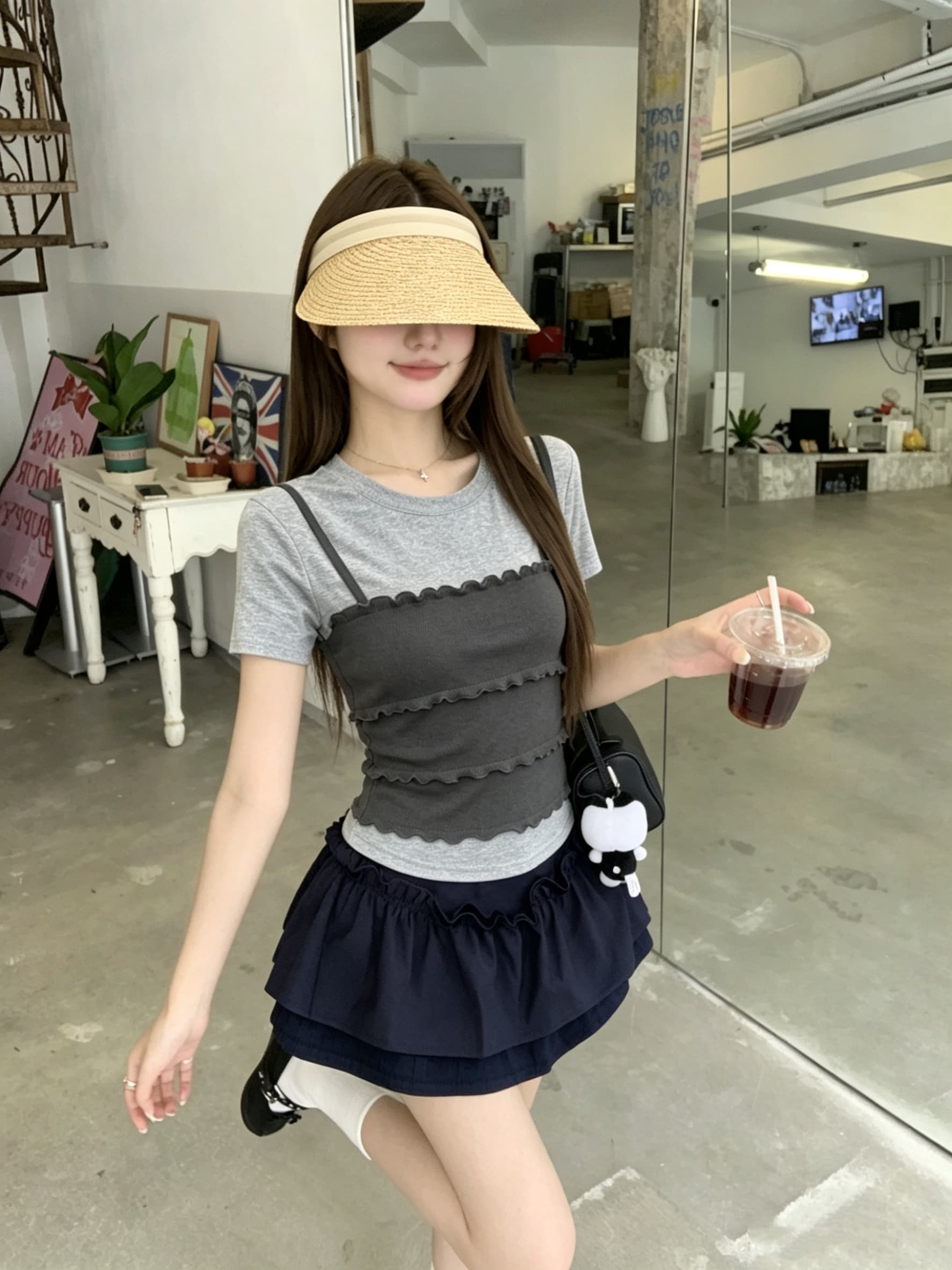 정가 실사 여름 새로운 일반 섹션 출퇴근 디자인 센스 다용도 케이크 층 페이크 레이어드 티셔츠 맨위 상세 이미지 2