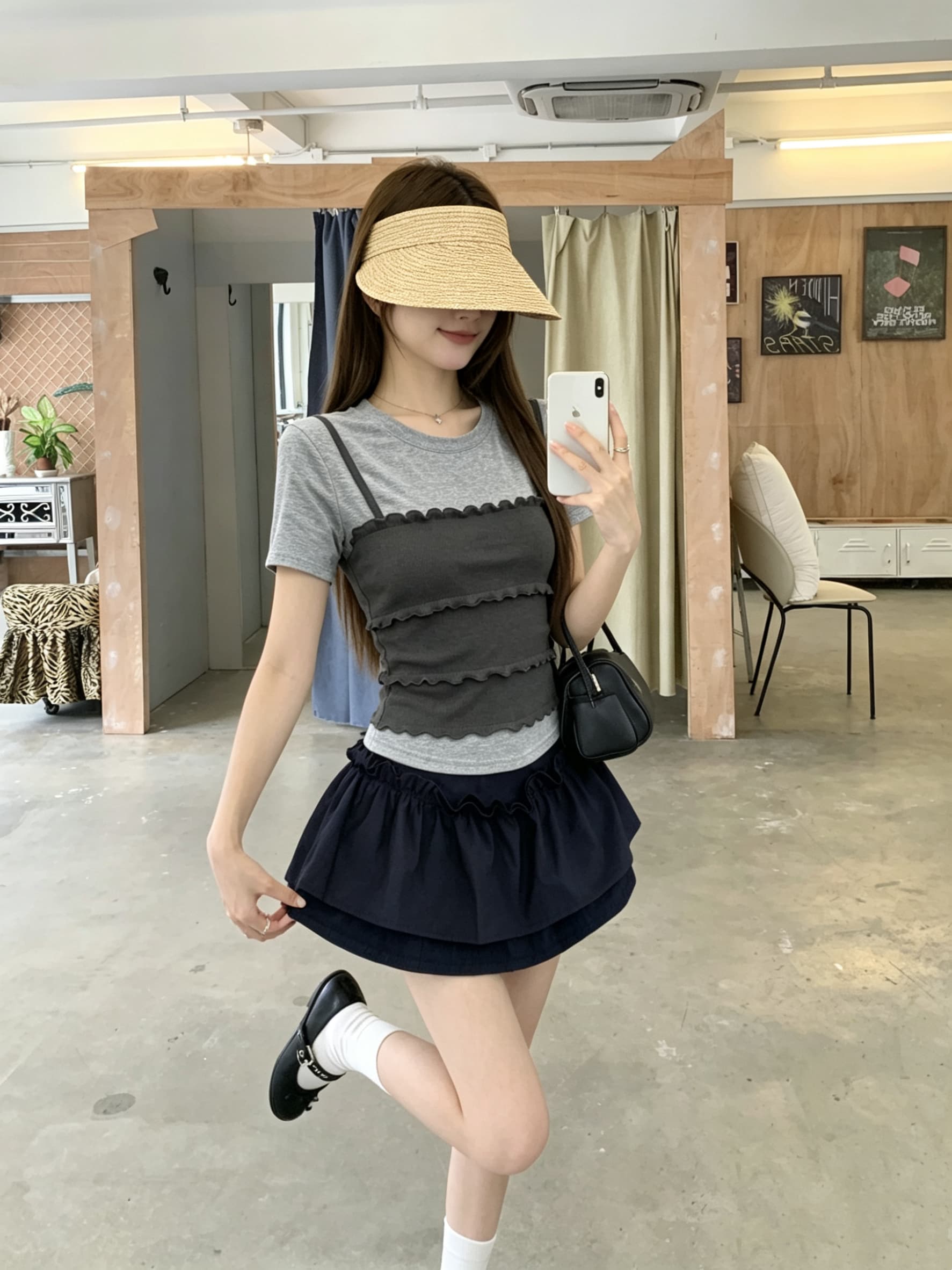 정가 실사 여름 새로운 일반 섹션 출퇴근 디자인 센스 다용도 케이크 층 페이크 레이어드 티셔츠 맨위 상세 이미지 3