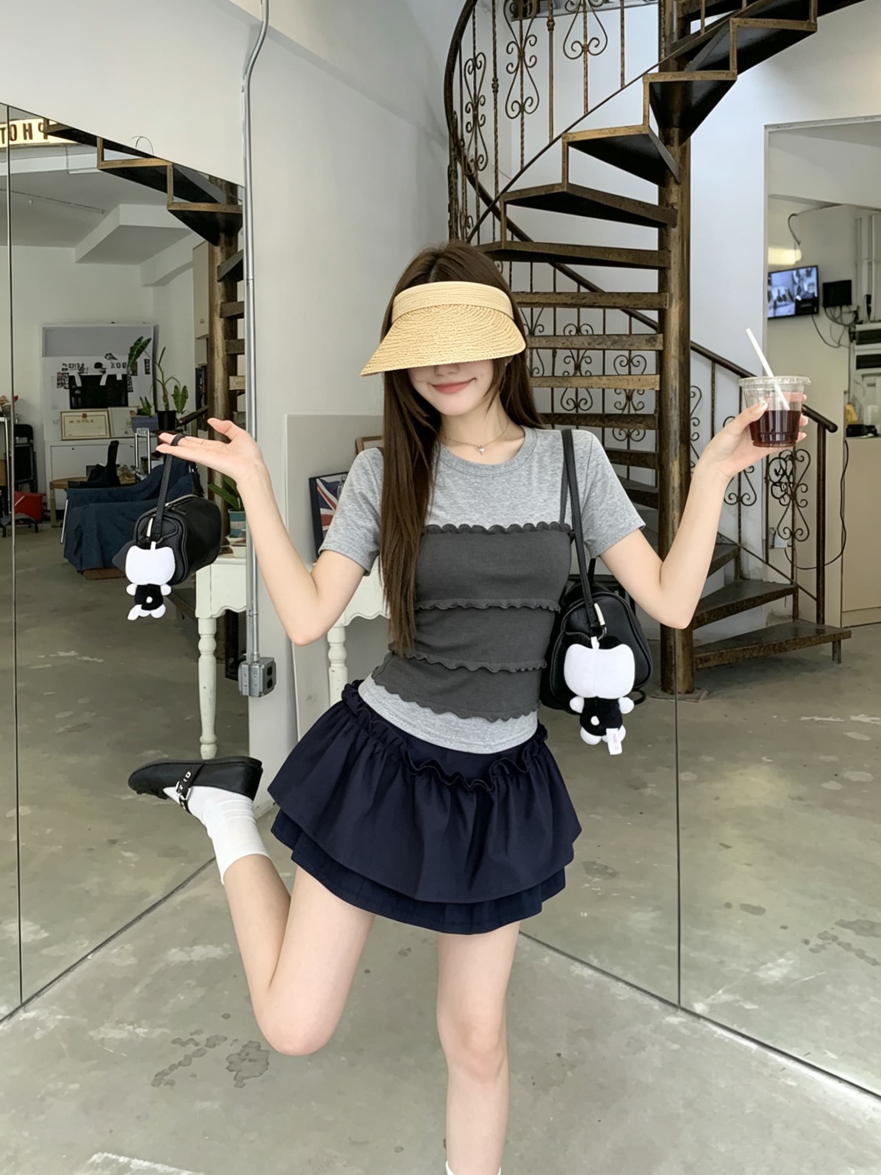 정가 실사 여름 새로운 일반 섹션 출퇴근 디자인 센스 다용도 케이크 층 페이크 레이어드 티셔츠 맨위 상세 이미지 15
