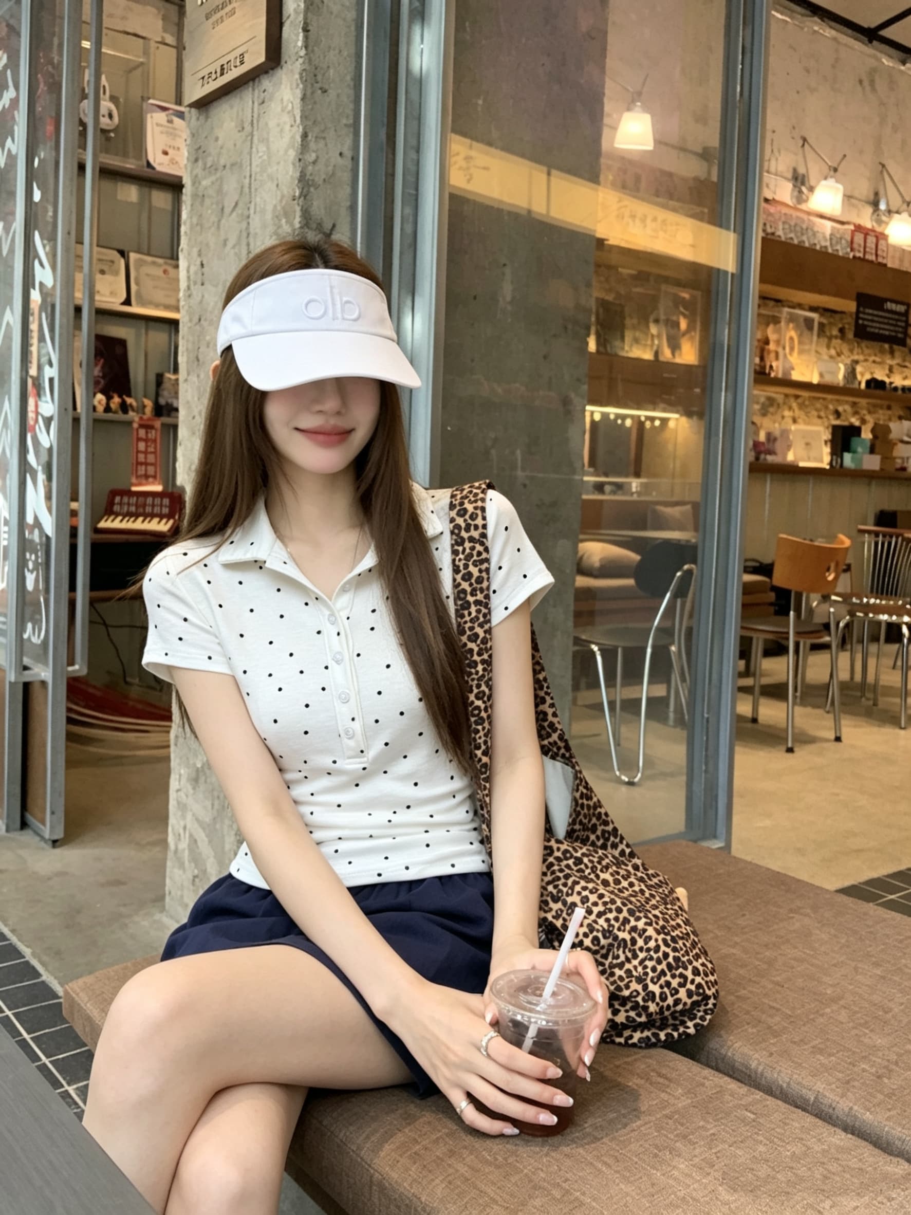 정가 실사 프랑스식 레트로 작은 도트 무늬 반팔 티셔츠 여성 여름 몸매 가꾸기 슬림해 보이는 POLO 칼라 맨위 다용도 상세 이미지 3