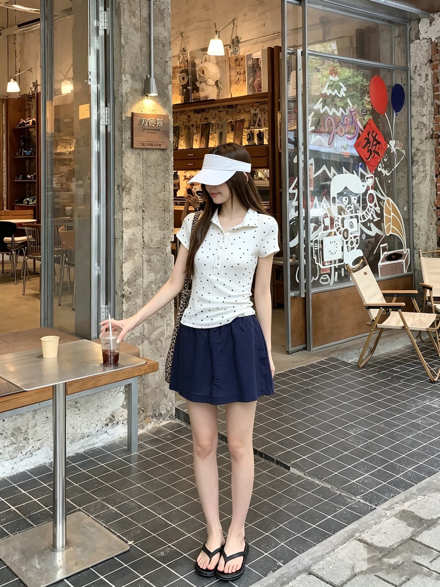 정가 실사 프랑스식 레트로 작은 도트 무늬 반팔 티셔츠 여성 여름 몸매 가꾸기 슬림해 보이는 POLO 칼라 맨위 다용도 상세 이미지 4