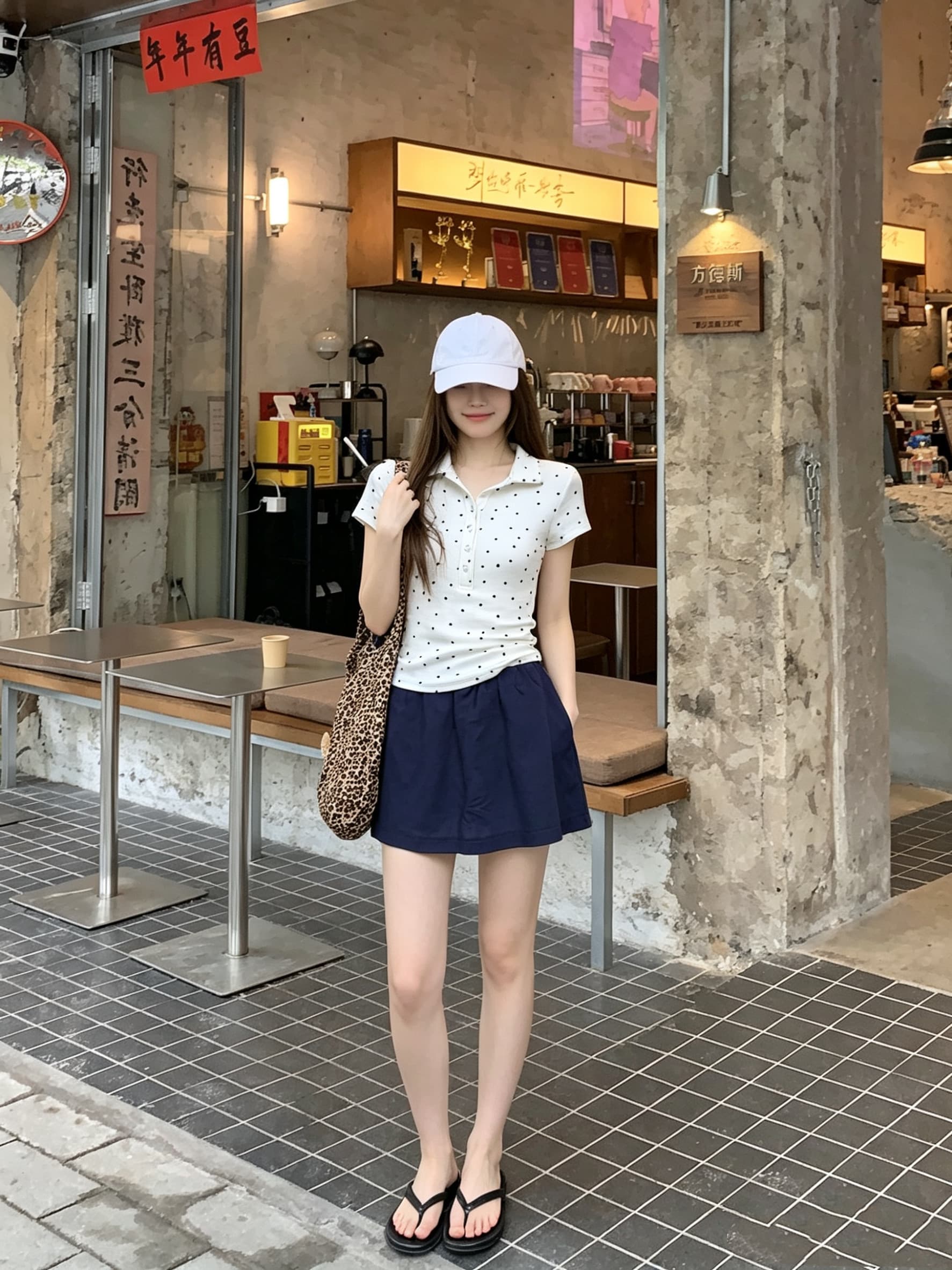 정가 실사 프랑스식 레트로 작은 도트 무늬 반팔 티셔츠 여성 여름 몸매 가꾸기 슬림해 보이는 POLO 칼라 맨위 다용도 상세 이미지 13