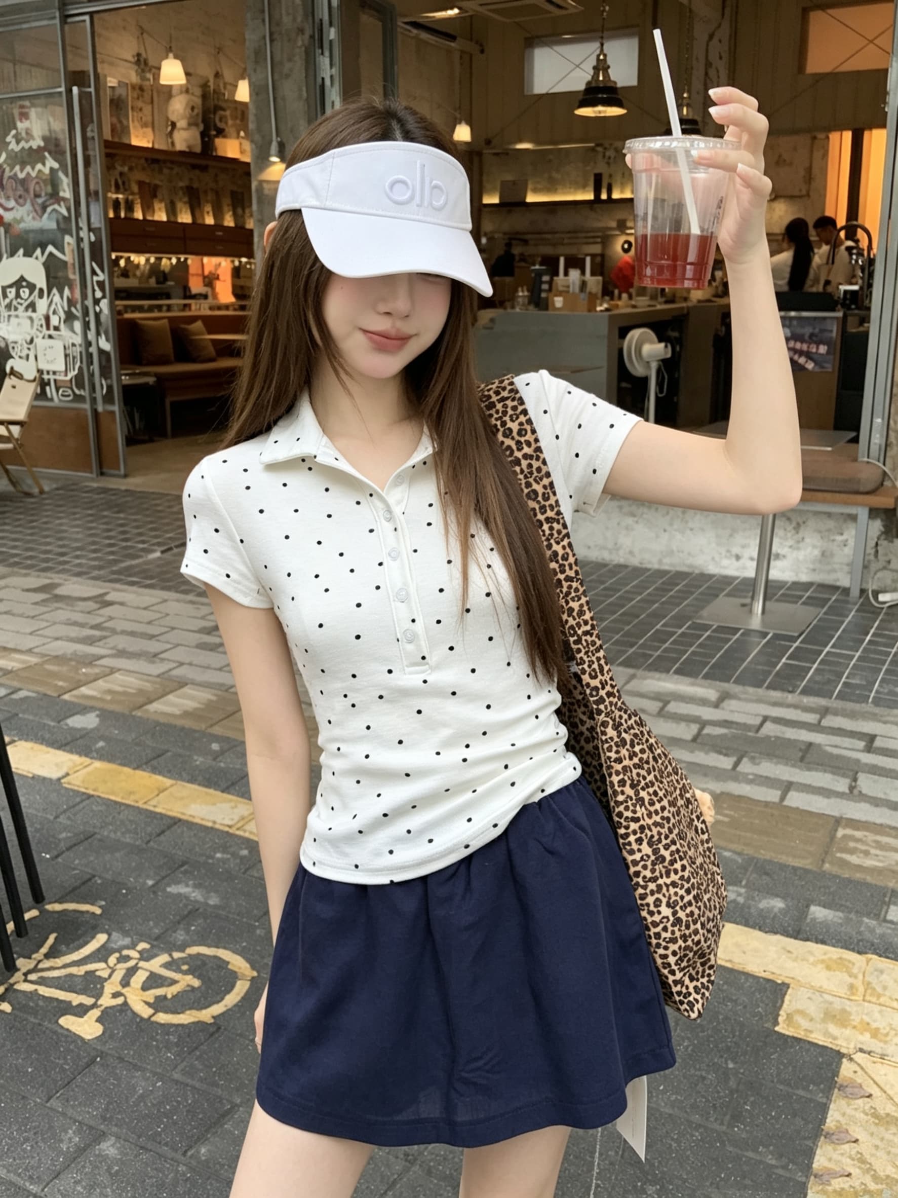 정가 실사 프랑스식 레트로 작은 도트 무늬 반팔 티셔츠 여성 여름 몸매 가꾸기 슬림해 보이는 POLO 칼라 맨위 다용도