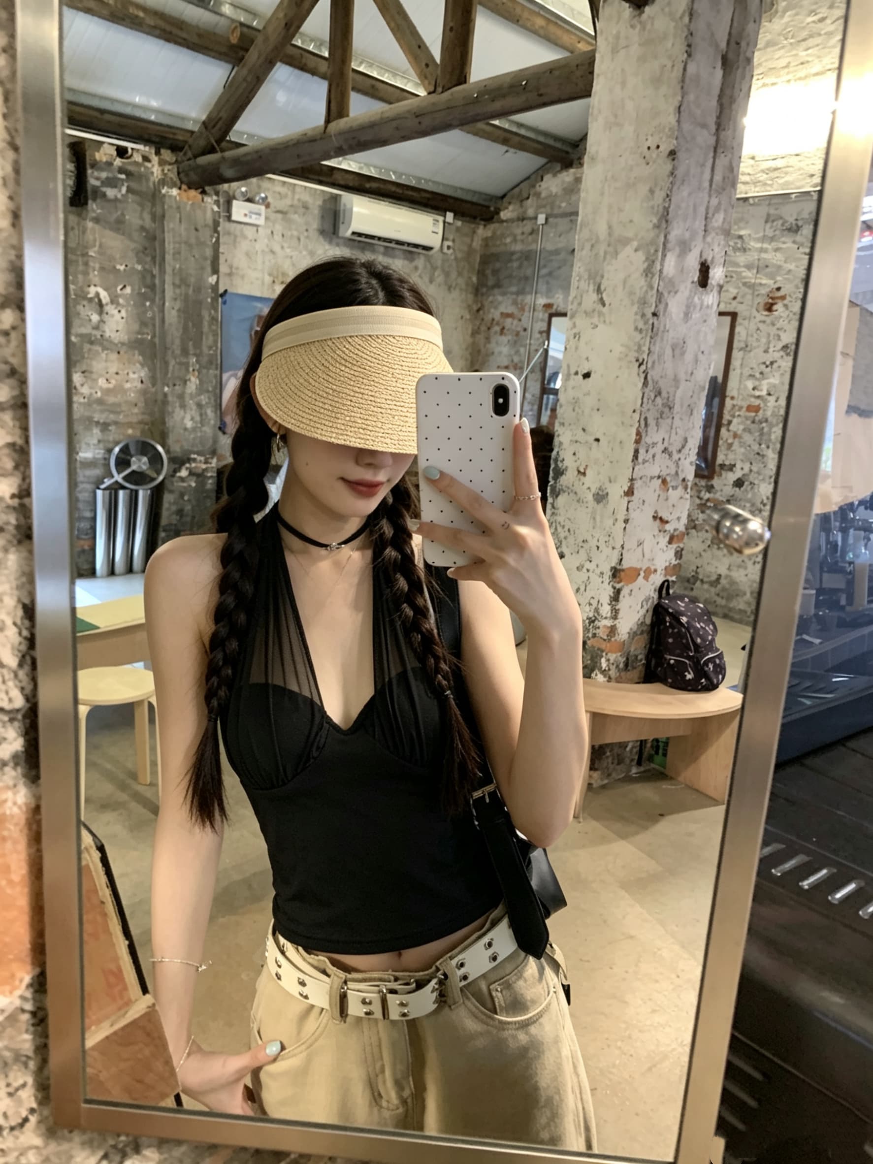 정가 실사 망사 패치워크 백리스 행침 목 캐미솔 몸매 가꾸기 인사이드 가져 가라. 벨트 가슴 패드 순수한 욕망 맨위 외출용 상세 이미지 8