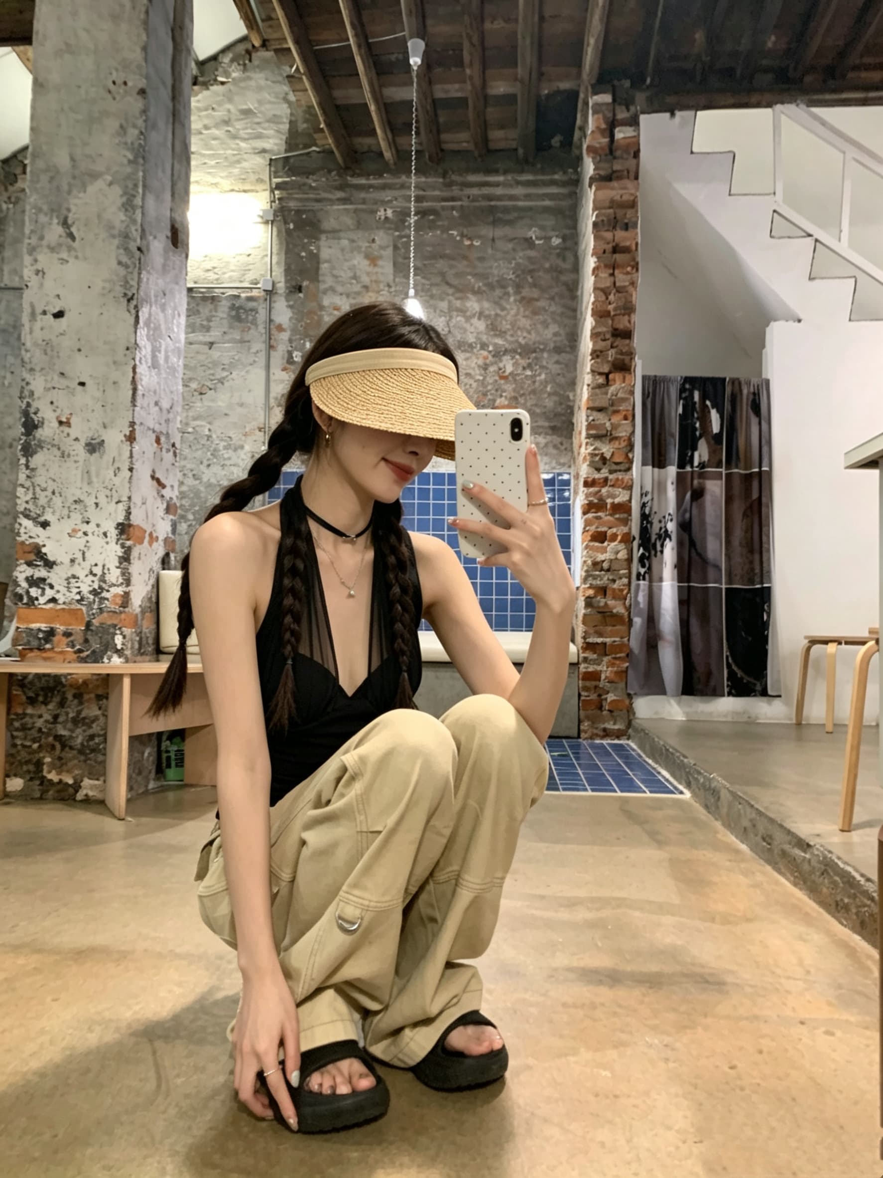정가 실사 망사 패치워크 백리스 행침 목 캐미솔 몸매 가꾸기 인사이드 가져 가라. 벨트 가슴 패드 순수한 욕망 맨위 외출용 상세 이미지 21