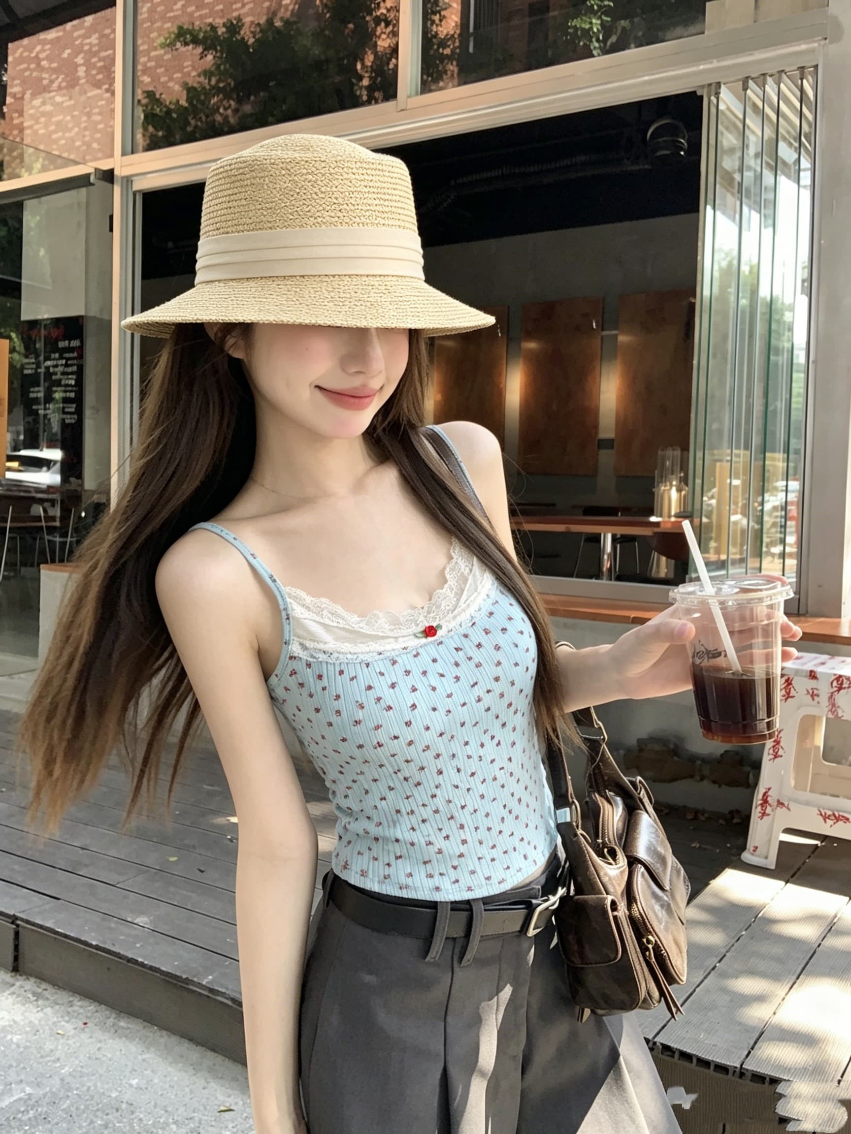 정가 실사 순수한 욕망 레이스 조각 캐미솔 여름 장미 꽃무늬 핫걸 바람 몸매 가꾸기 인사이드 잡아라. 의류 상세 이미지 3