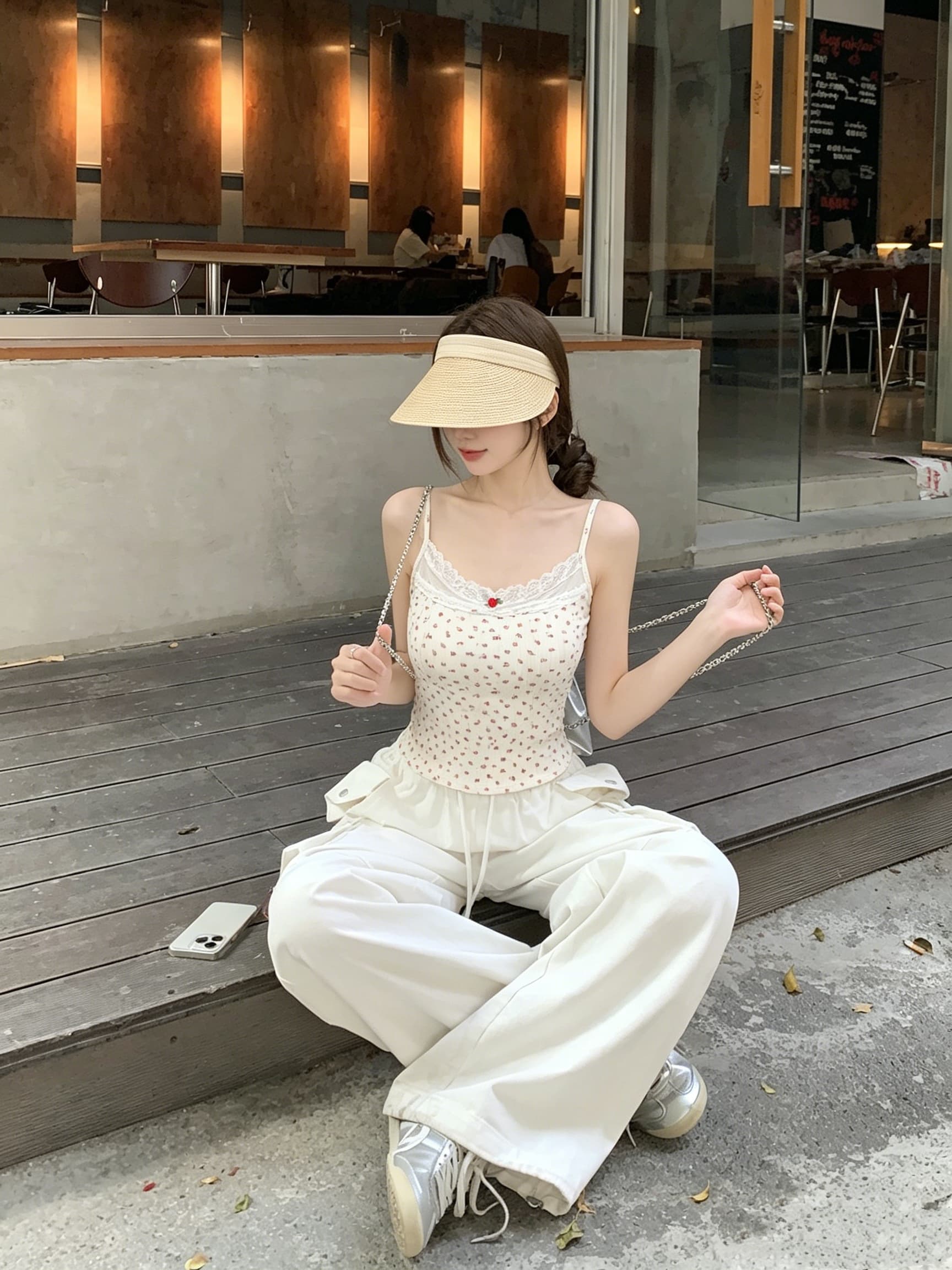 정가 실사 순수한 욕망 레이스 조각 캐미솔 여름 장미 꽃무늬 핫걸 바람 몸매 가꾸기 인사이드 잡아라. 의류 상세 이미지 18