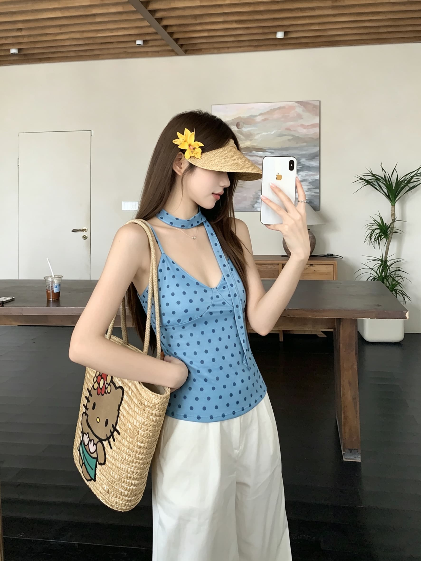 정가 실사 달콤한 핫걸 바람 도트 무늬 리본 V넥 조끼 여성 의류 여름 Chic 몸매 가꾸기 슬림해 보이는 민소매 슬립 상세 이미지 5