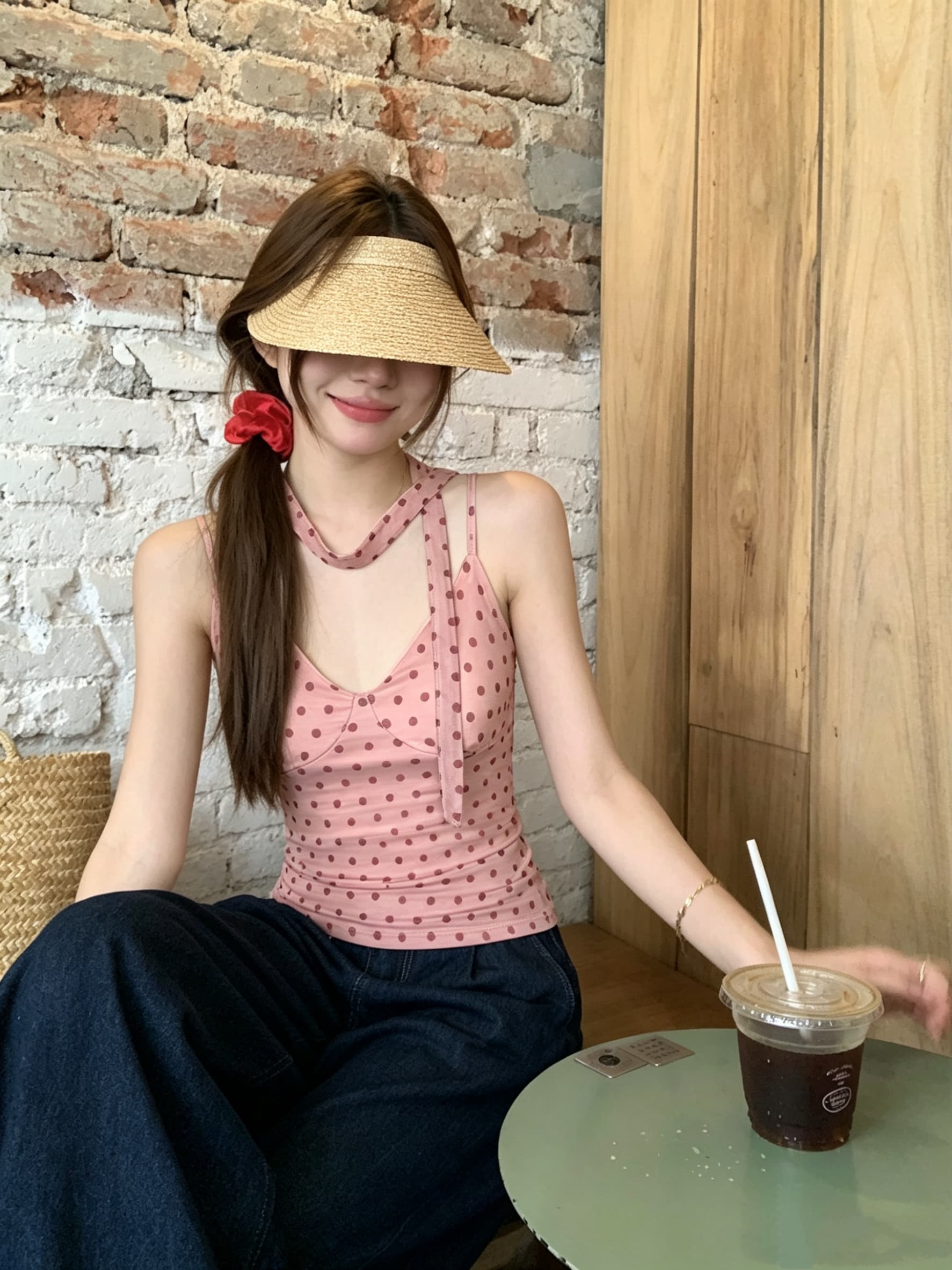 정가 실사 달콤한 핫걸 바람 도트 무늬 리본 V넥 조끼 여성 의류 여름 Chic 몸매 가꾸기 슬림해 보이는 민소매 슬립 상세 이미지 14