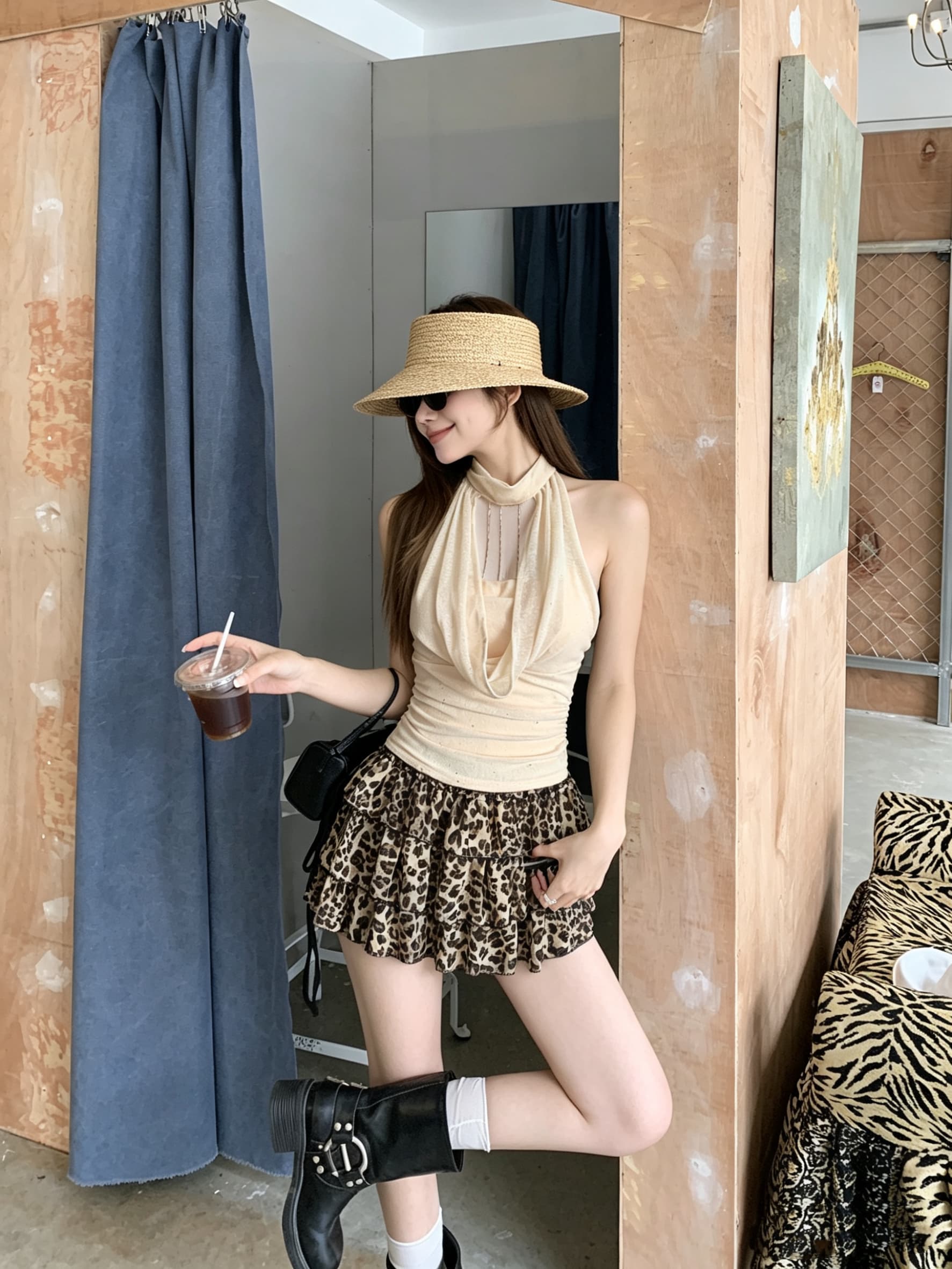 정가 실사 무거운 디자인 센스 체인 흔들다 칼라 행침 목 허리 수축 조끼 여성 여름 새로운 몸매 가꾸기 핫걸 맨위 상세 이미지 5