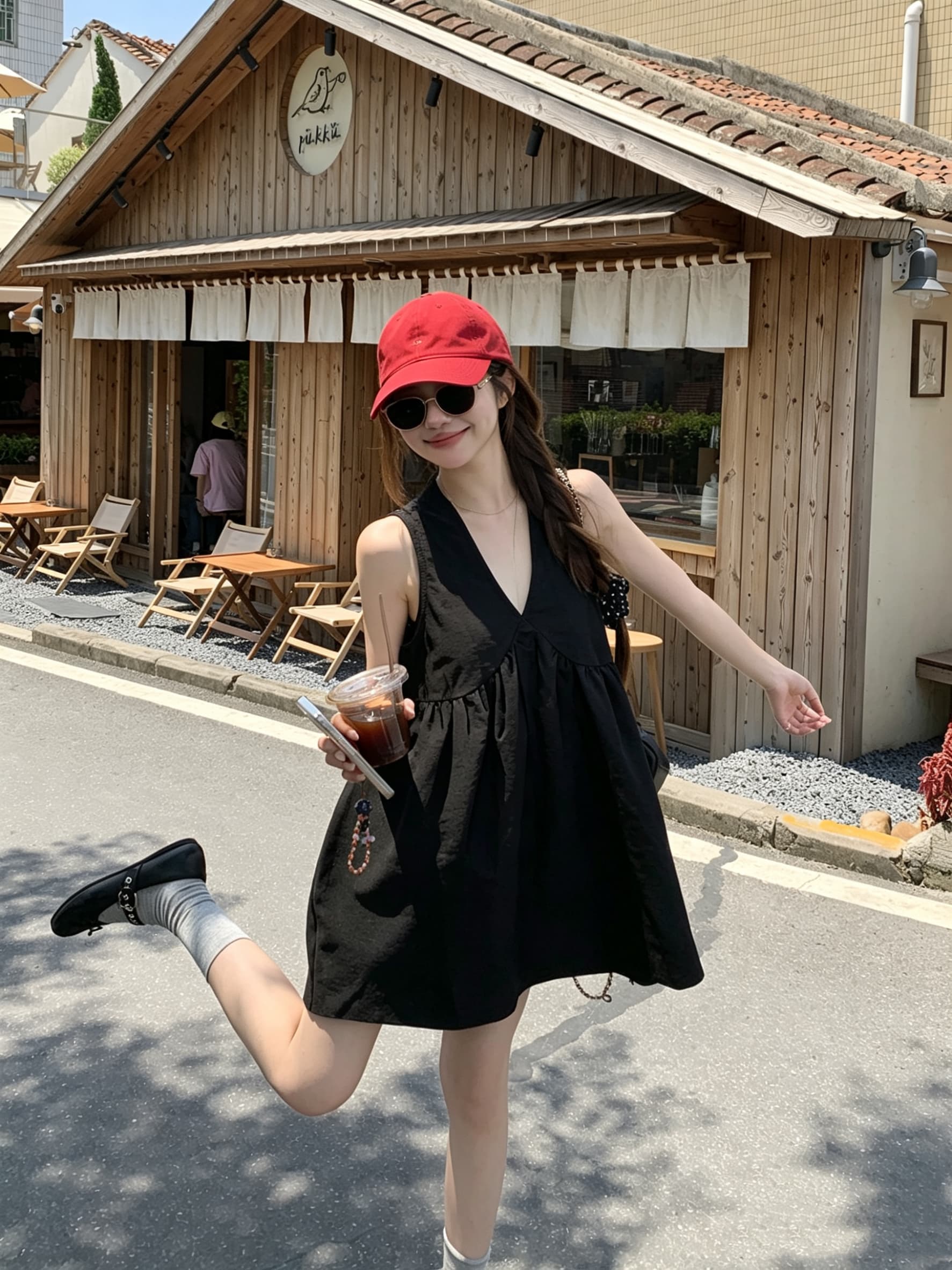 정가 실사 프랑스식 레트로 깊은 V 넥 민소매 캐미솔 여름 오래된 돈 바람 루즈핏 슬림해 보이는 캐주얼 맨위 상세 이미지 10