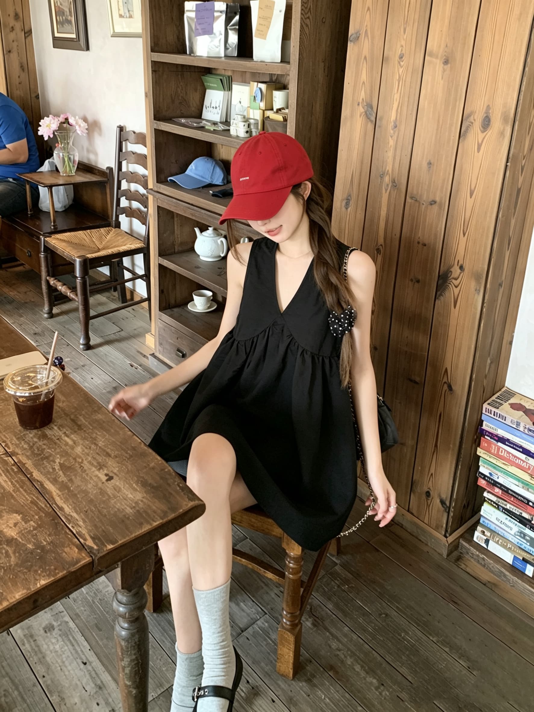 정가 실사 프랑스식 레트로 깊은 V 넥 민소매 캐미솔 여름 오래된 돈 바람 루즈핏 슬림해 보이는 캐주얼 맨위 상세 이미지 13