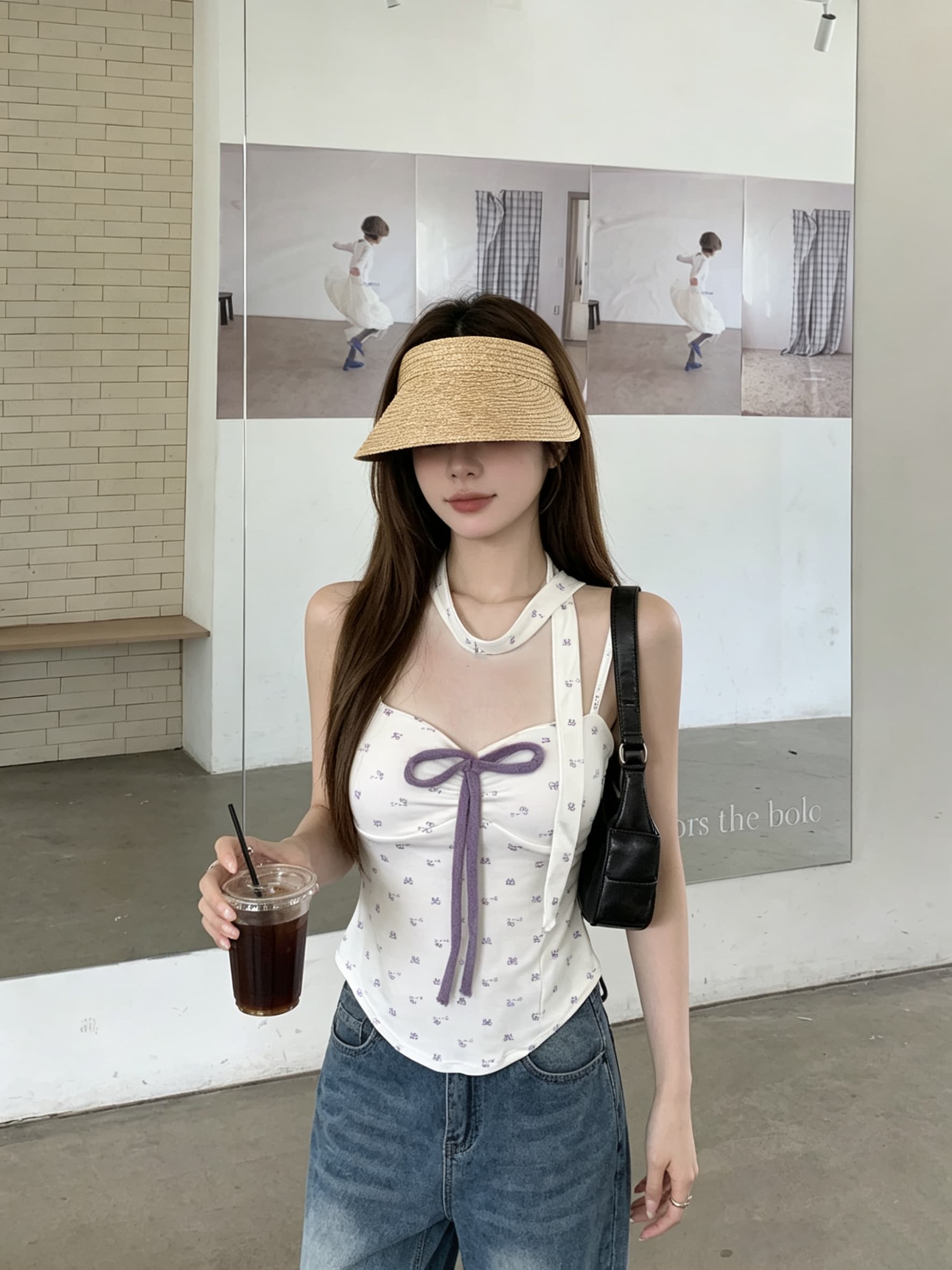 정가 실사 달콤함 행침 목 리본 나비 매듭 캐미솔 여름 새로운 슬림해 보이는 외출용 맨위 상세 이미지 9