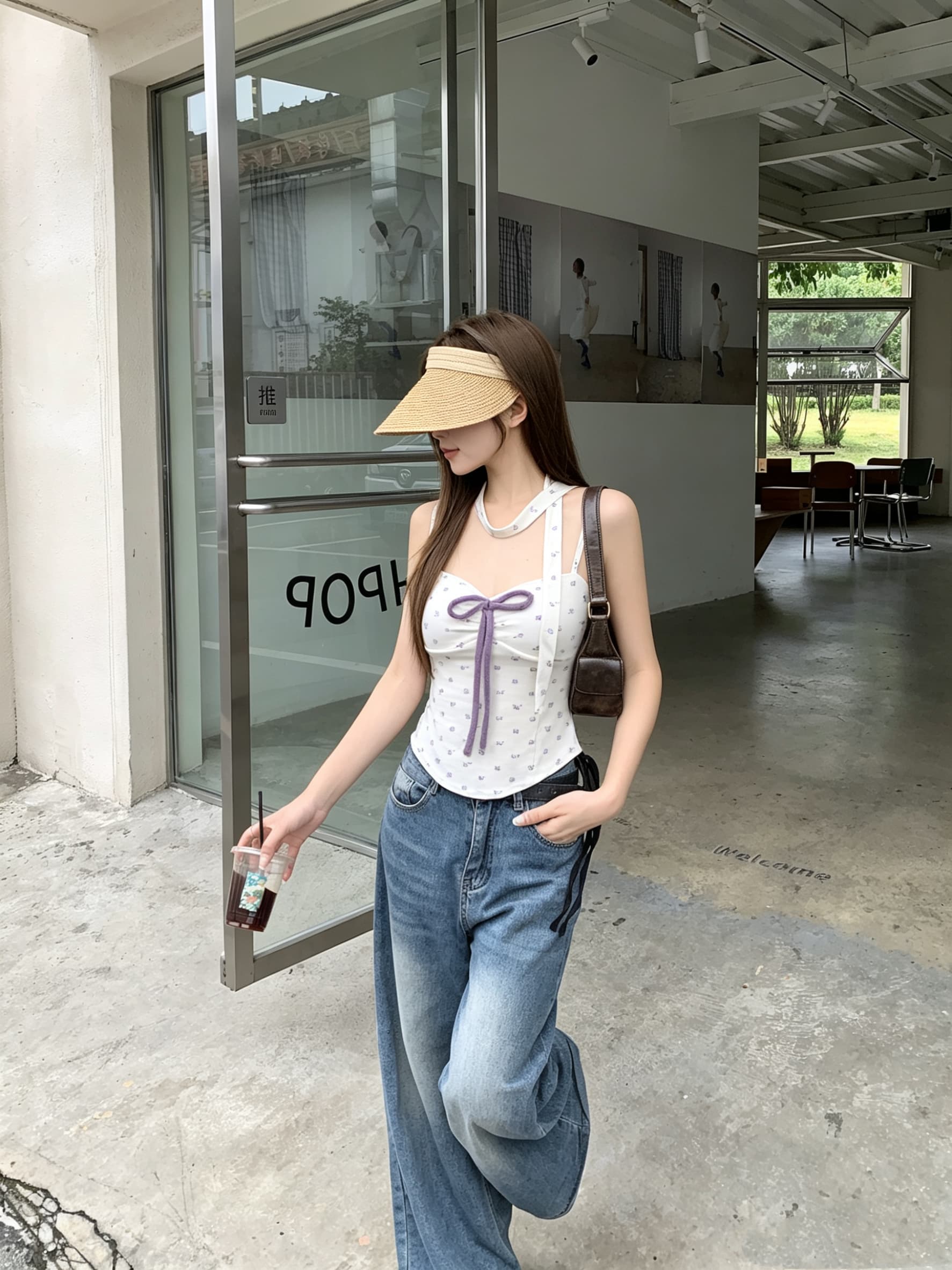 정가 실사 달콤함 행침 목 리본 나비 매듭 캐미솔 여름 새로운 슬림해 보이는 외출용 맨위 상세 이미지 10