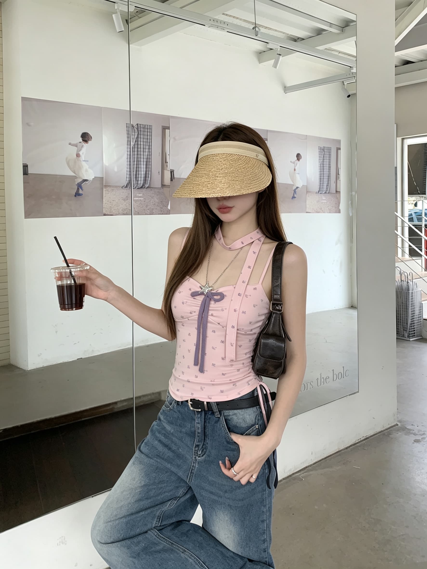 정가 실사 달콤함 행침 목 리본 나비 매듭 캐미솔 여름 새로운 슬림해 보이는 외출용 맨위 상세 이미지 11