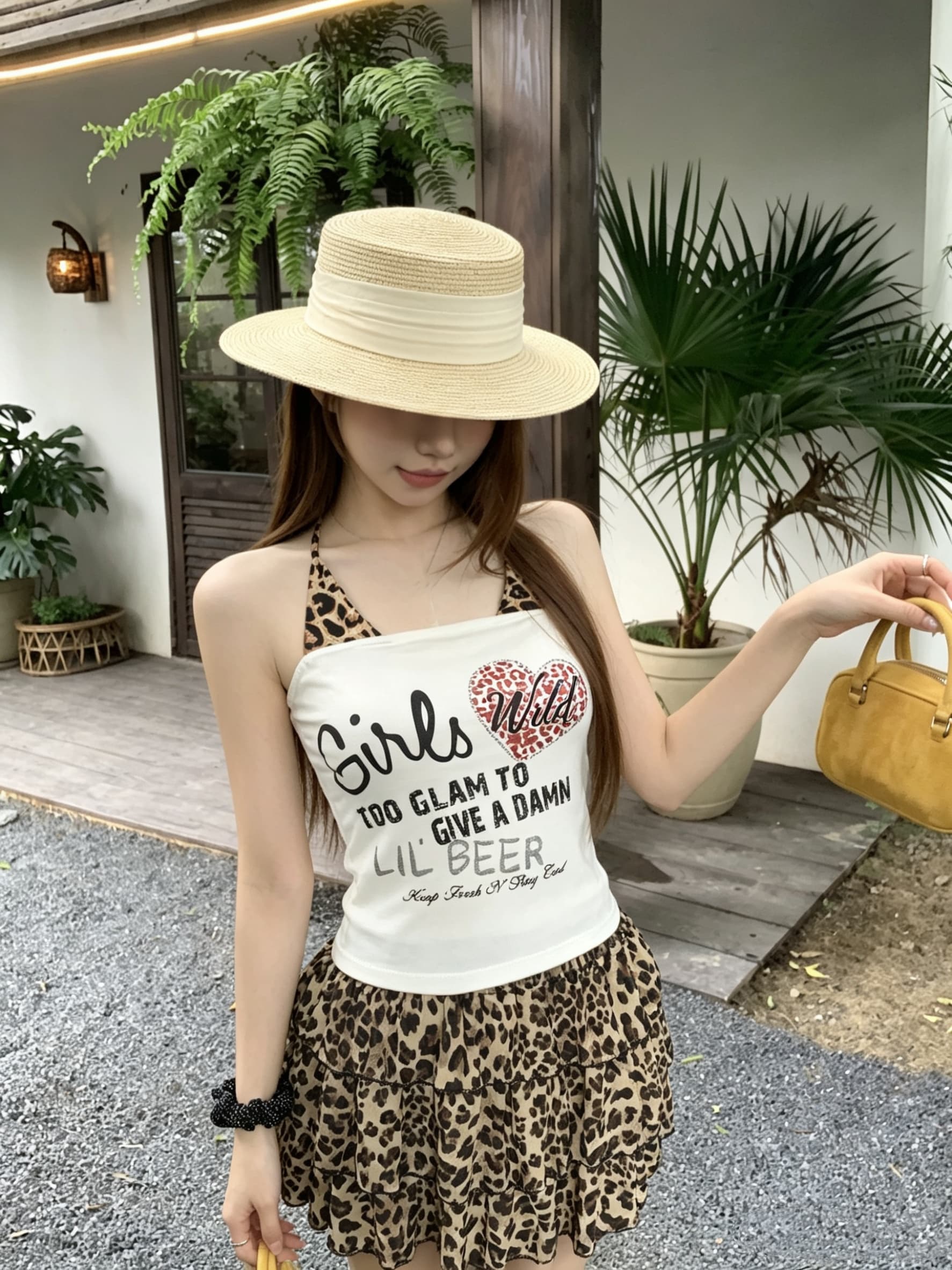 정가 실사 아메리칸 핫걸 레오파드 무늬 페이크 레이어드 벨트 가슴 패드 캐미솔 여름 새로운 몸매 가꾸기 맨위 상세 이미지 16