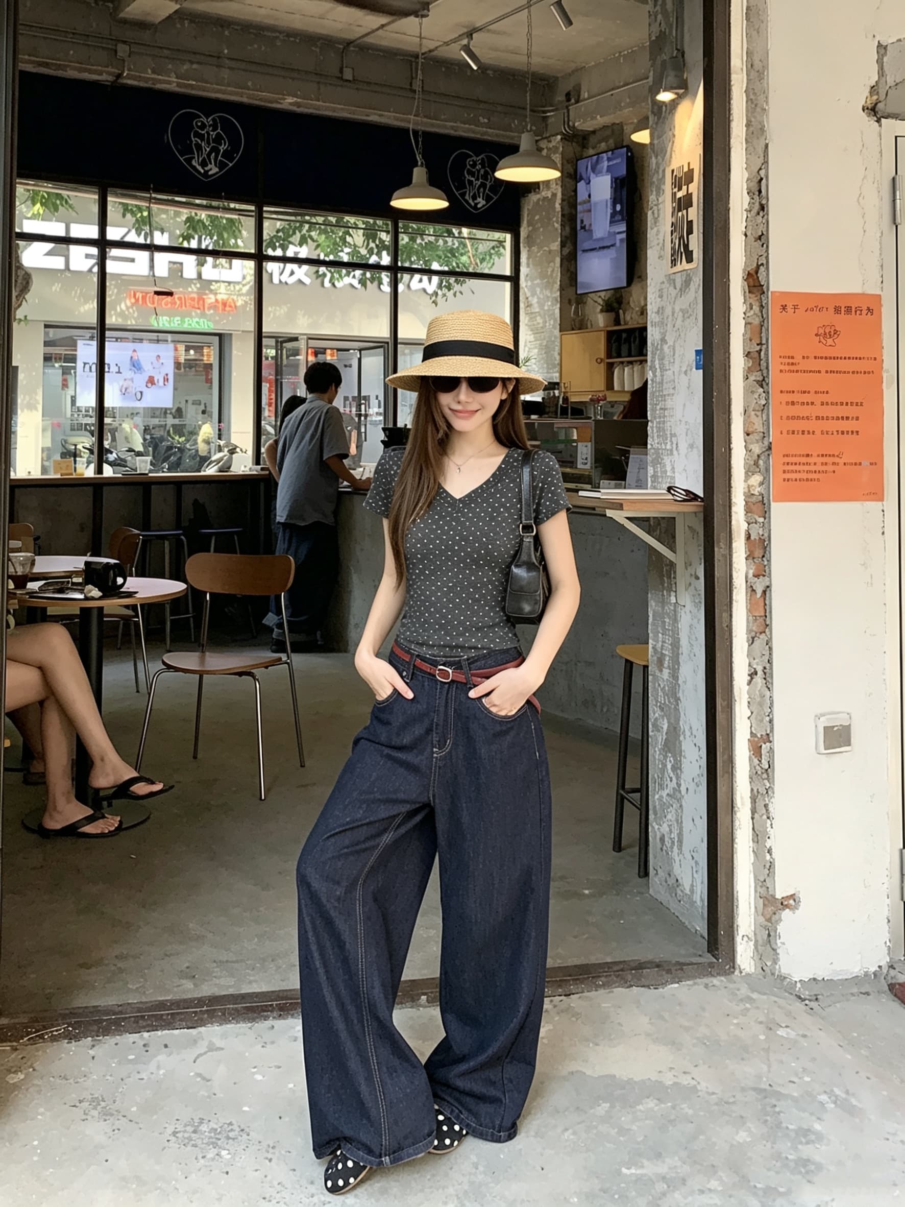 정가 실사 아메리칸 레트로 디자인 센스 V넥 핫픽스 반팔 티셔츠 여성 여름 새로운 몸매 가꾸기 맨위 상세 이미지 11