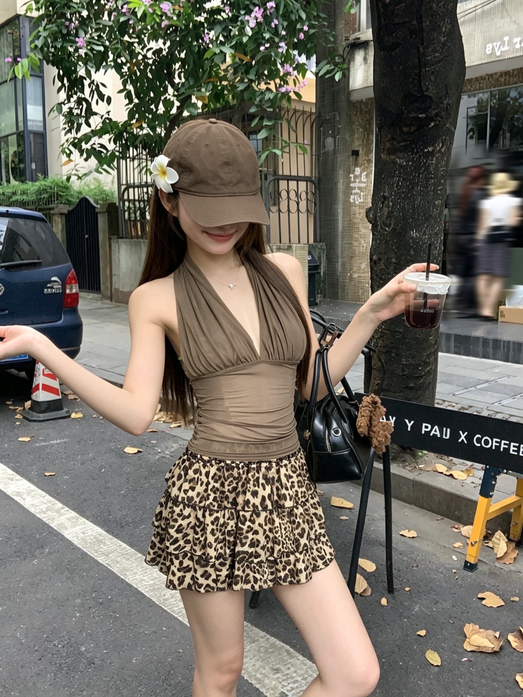 정가 실사 행침 목 캐미솔 핫걸 섹시함 디자인 센스 펌프 Pleat 허리 수축 디스플레이 슬림 폭탄 망사 맨위 상세 이미지 3