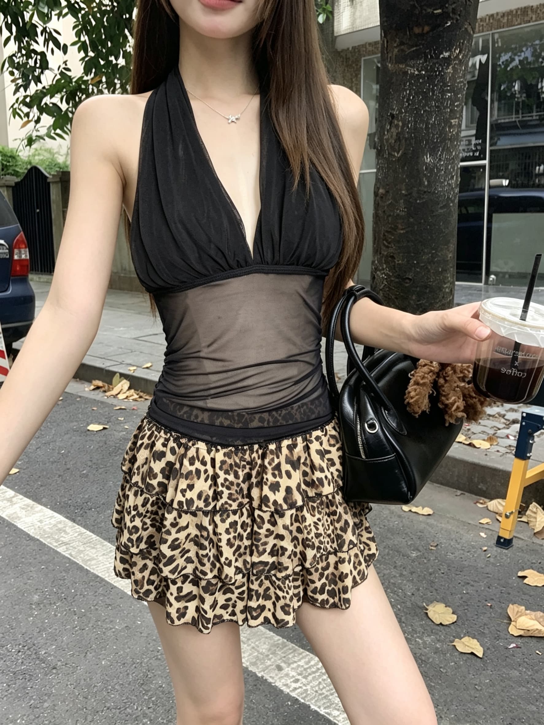 정가 실사 행침 목 캐미솔 핫걸 섹시함 디자인 센스 펌프 Pleat 허리 수축 디스플레이 슬림 폭탄 망사 맨위 상세 이미지 8
