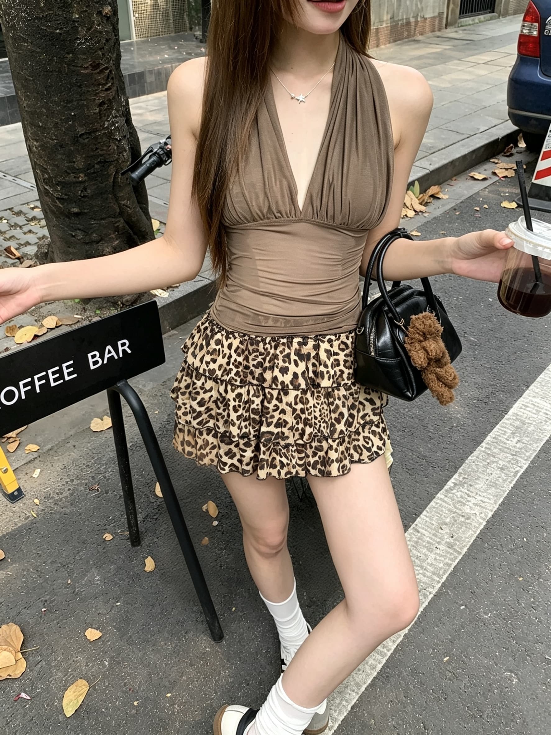 정가 실사 행침 목 캐미솔 핫걸 섹시함 디자인 센스 펌프 Pleat 허리 수축 디스플레이 슬림 폭탄 망사 맨위 상세 이미지 10