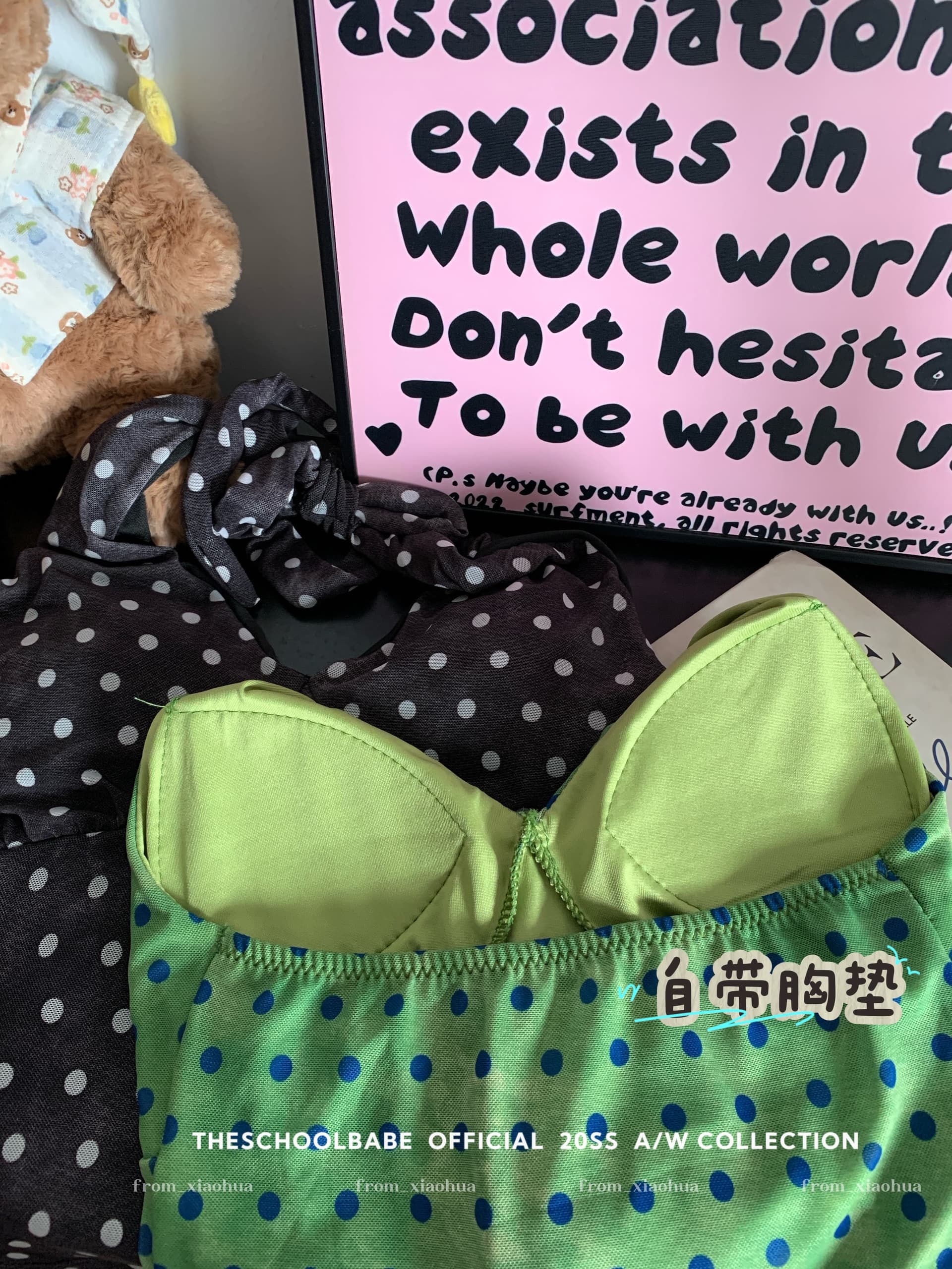 정가 실사 V넥 파란색 도트 무늬 행침 목 캐미솔 여름 새로운 몸매 가꾸기 쇼트 스타일 핫걸 민소매 맨위 상세 이미지 7