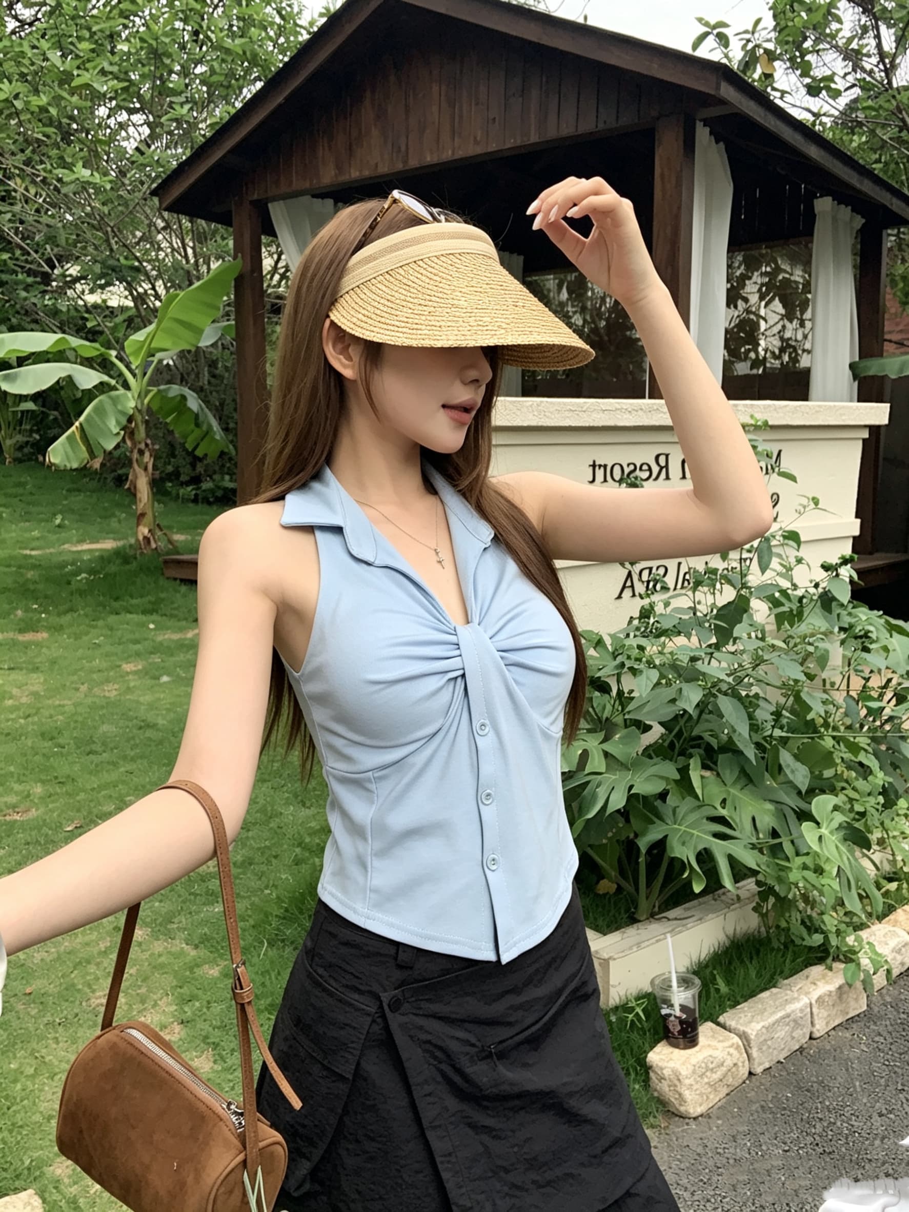 정가 진짜 POLO 칼라 행침 목 캐미솔 외출용 여름 핫걸 V넥 민소매 생선뼈 튜브탑 맨위 아름다운 상세 이미지 2