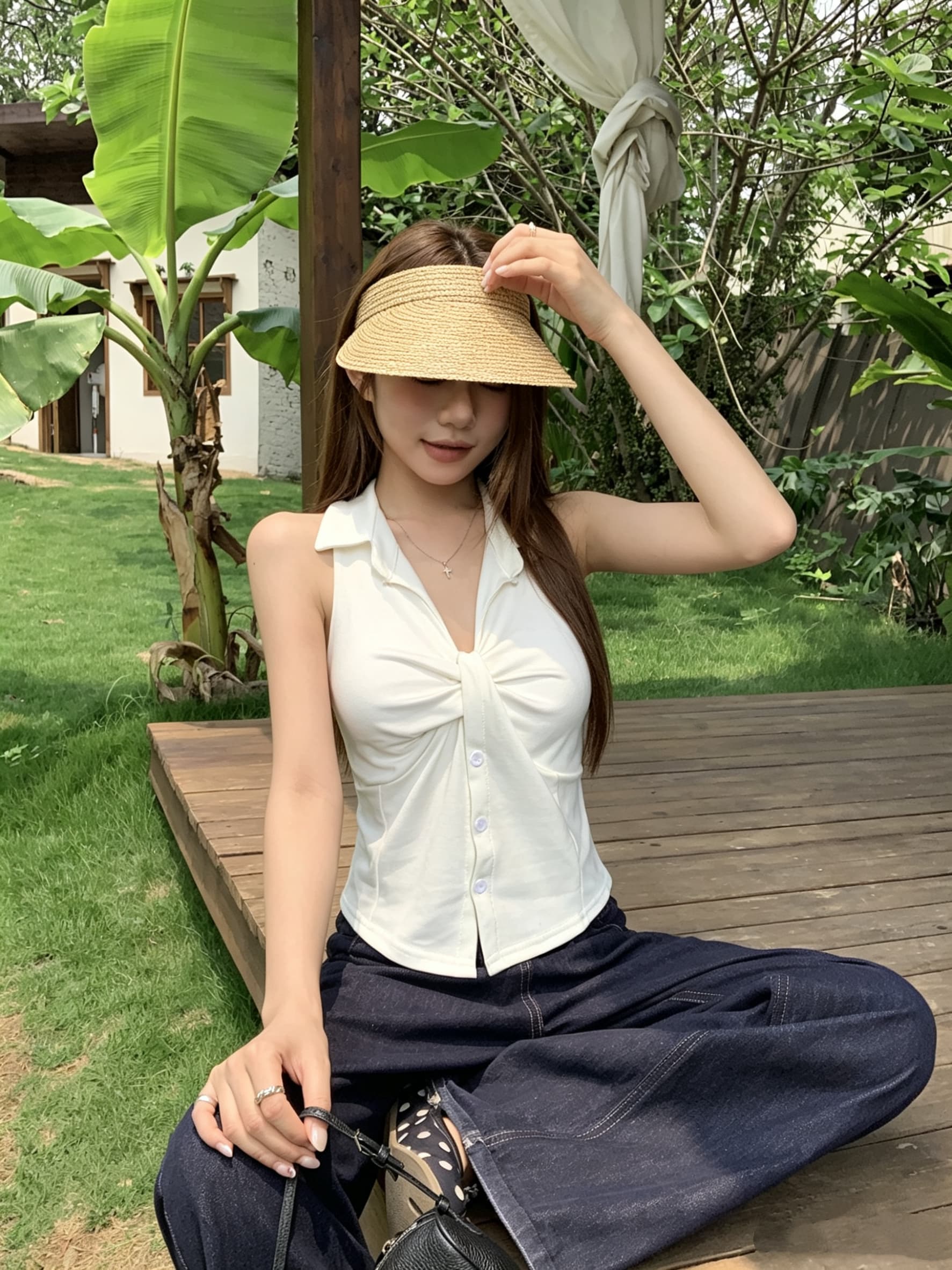 정가 진짜 POLO 칼라 행침 목 캐미솔 외출용 여름 핫걸 V넥 민소매 생선뼈 튜브탑 맨위 아름다운 상세 이미지 7