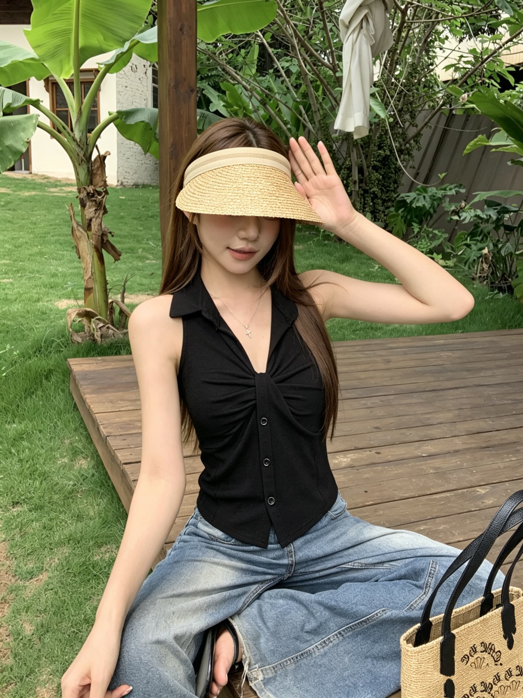 정가 진짜 POLO 칼라 행침 목 캐미솔 외출용 여름 핫걸 V넥 민소매 생선뼈 튜브탑 맨위 아름다운 상세 이미지 9