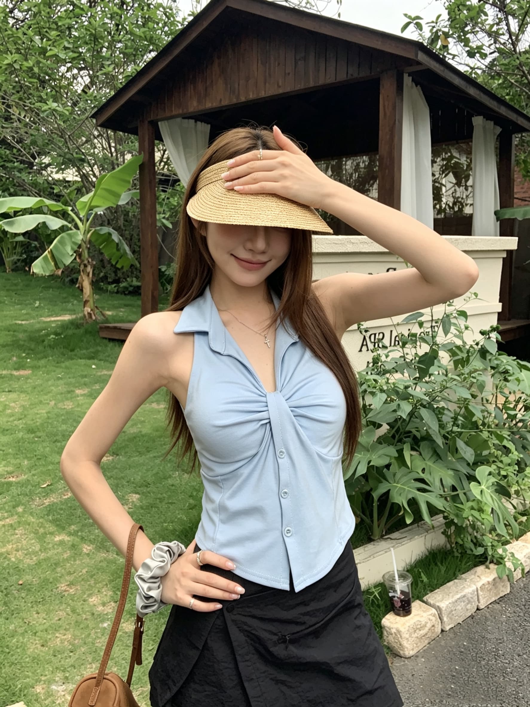 정가 진짜 POLO 칼라 행침 목 캐미솔 외출용 여름 핫걸 V넥 민소매 생선뼈 튜브탑 맨위 아름다운 상세 이미지 13