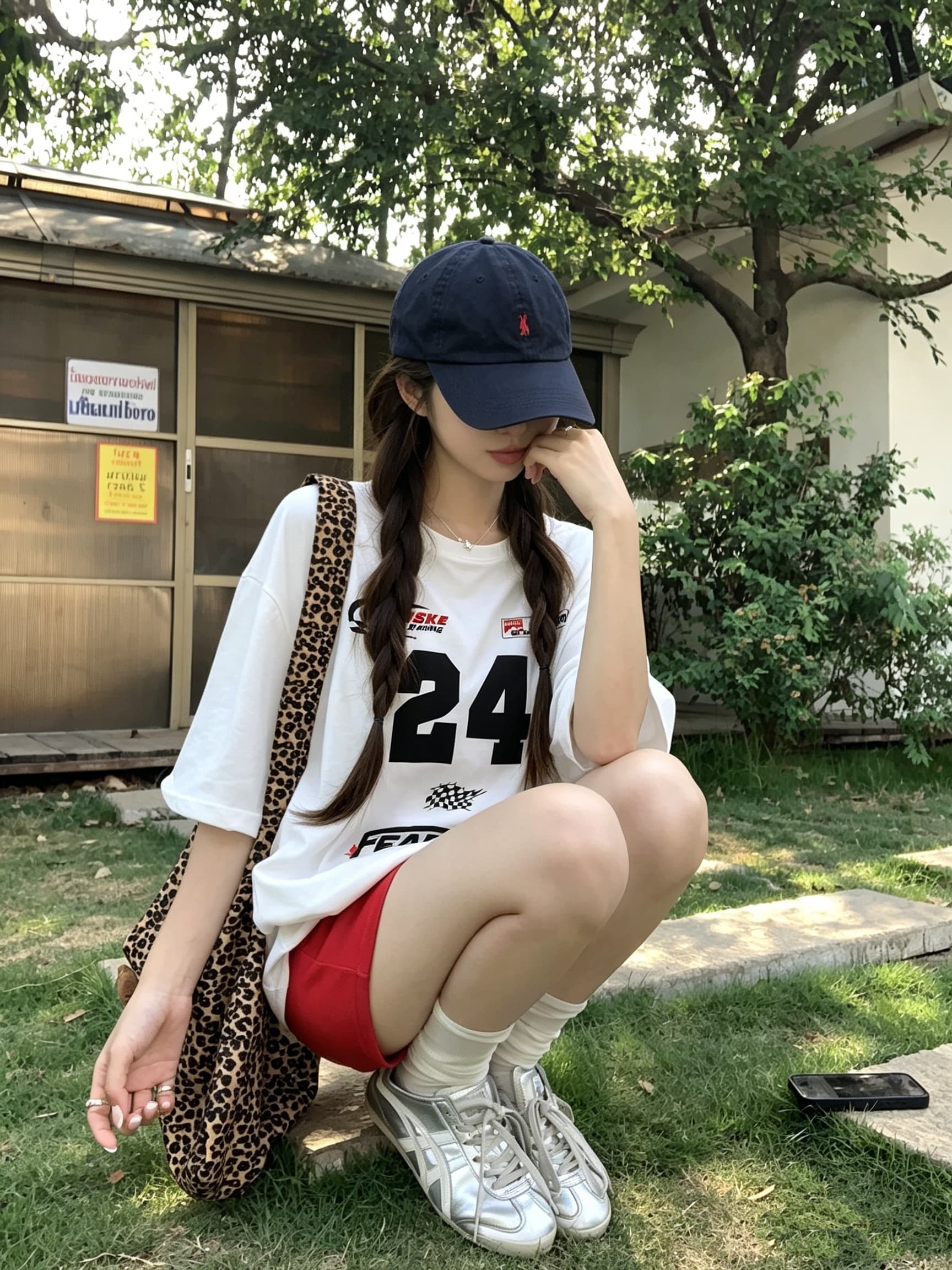 정가 실사 트랙 경향 화이트 루즈핏 프린트 티셔츠 여성 순면 캐주얼 대 에디션 가을 어깨 반팔 맨위 상세 이미지 7