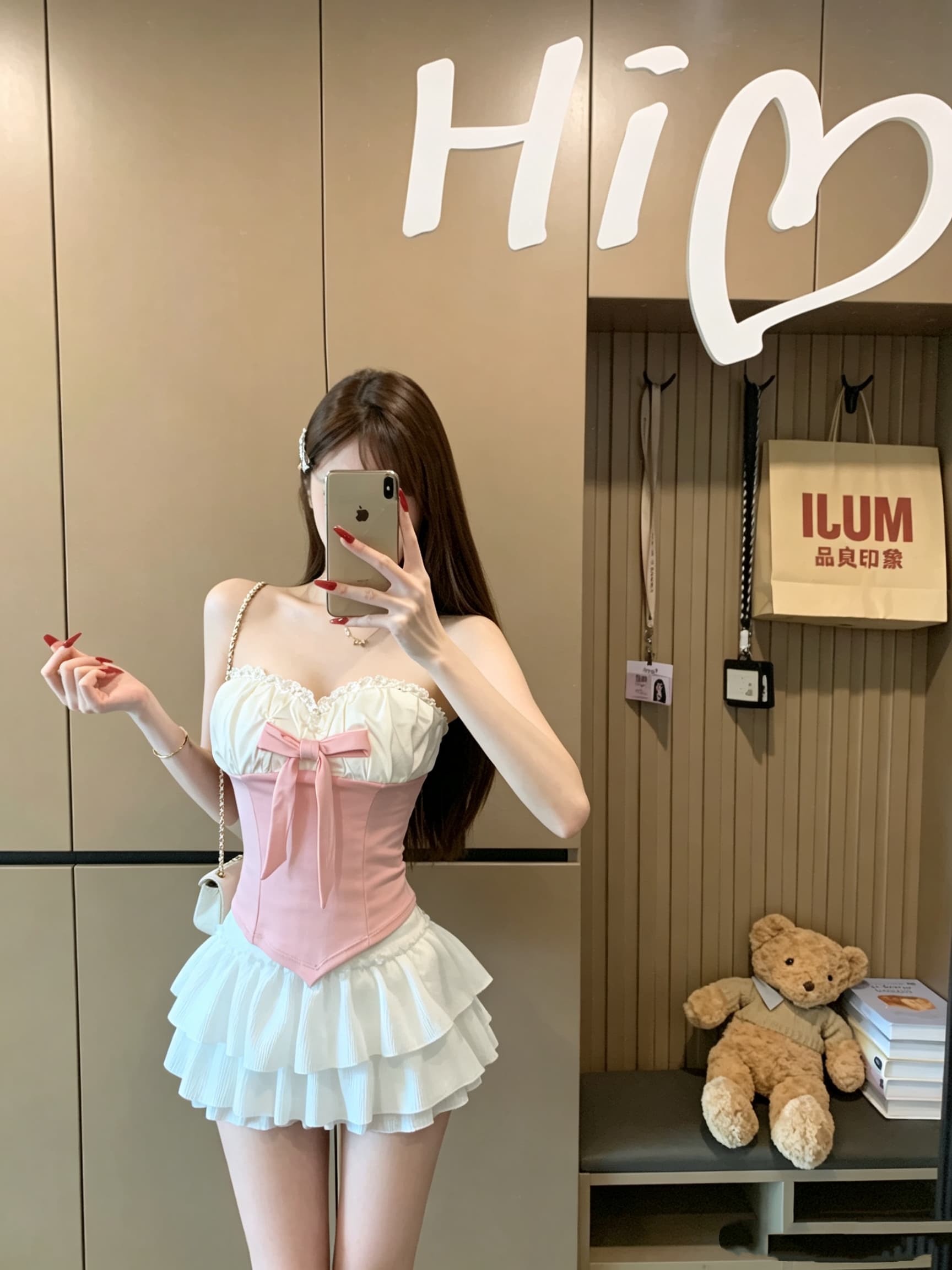 정가 실사 벨트 가슴 패드 한국 스타일 달콤한 핫걸 작은 샤넬 스타일 튜브탑 맨위 순수한 욕망 몸매 가꾸기 배색 나비 매듭 조끼 상세 이미지 10