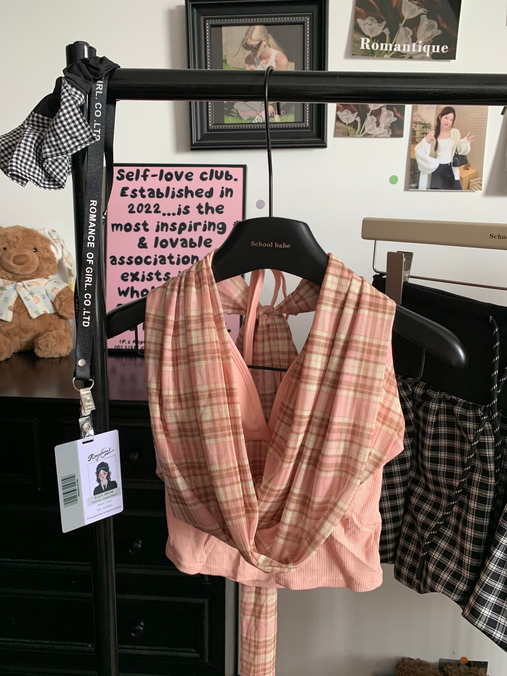 정가 실사 체크무늬 배색 행침 목 캐미솔 여성 의류 흔들다 칼라 오프숄더 몸매 가꾸기 핫걸 품격 맨위 상세 이미지 17