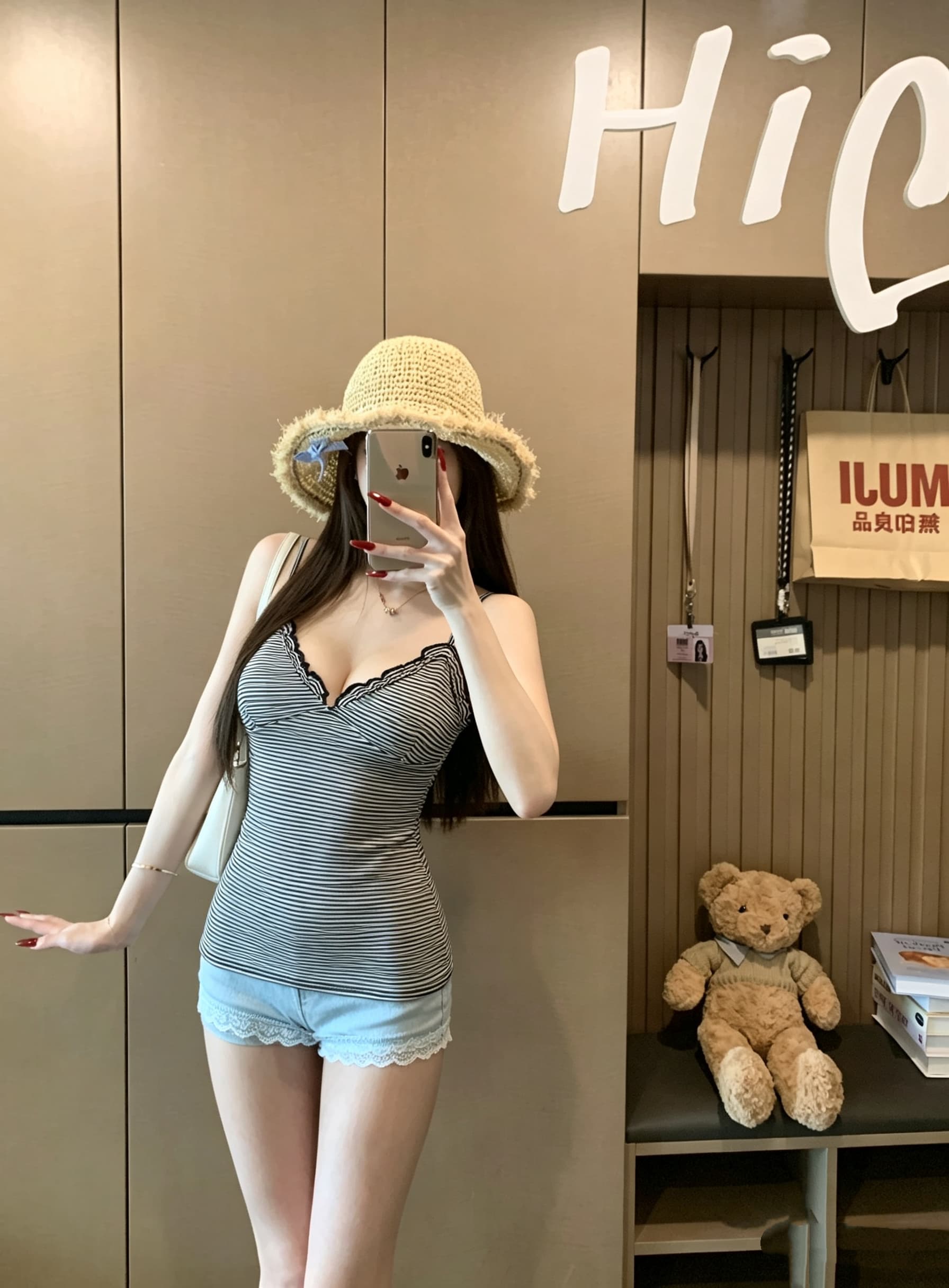 정가 실사 프릴 스트라이프 캐미솔 벨트 가슴 패드 몸매 가꾸기 슬림해 보이는 인사이드 가져 가라. 외출용 핫걸 바람 맨위 상세 이미지 7
