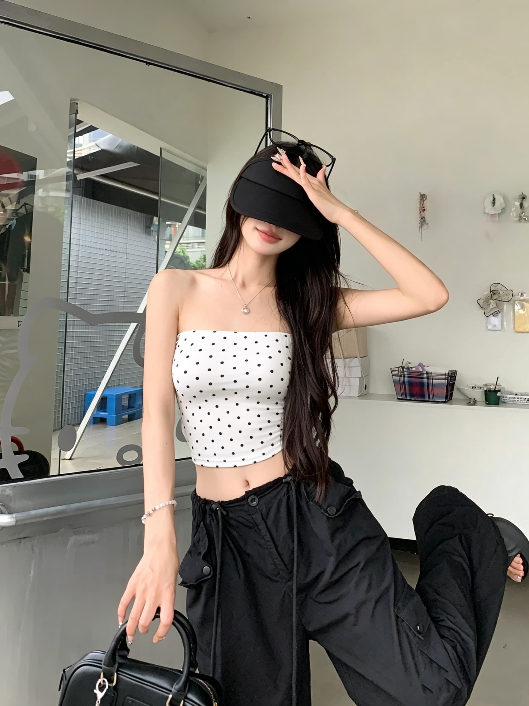 정가 실사 순수한 욕망 바람 레트로 레오파드 무늬 오프숄더 튜브탑 조끼 섹시함 품격 몸매 가꾸기 쇼트 스타일 민소매 맨위 이미지 2