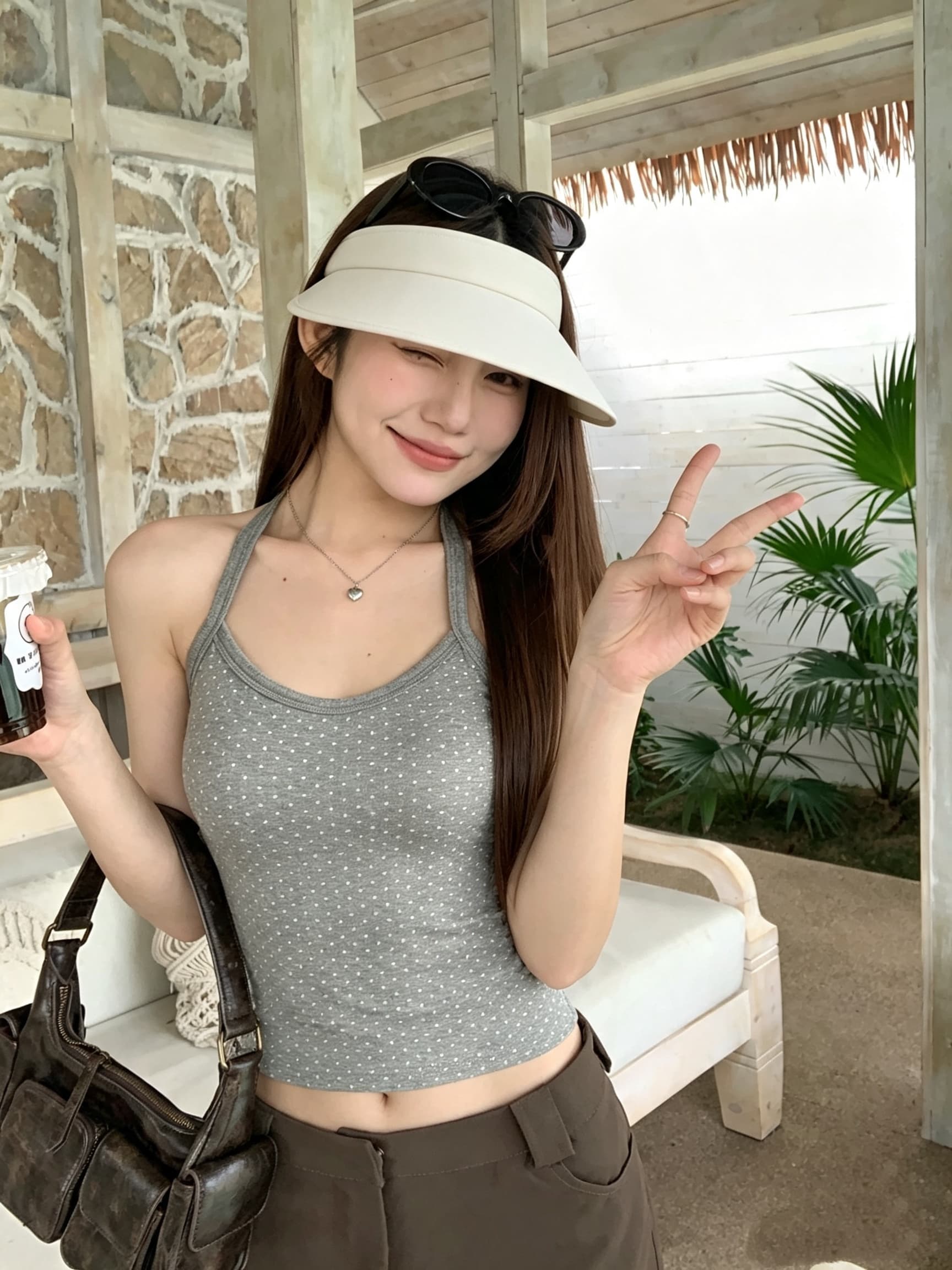 정가 실사 아메리칸 레트로 핫걸 레트로 도트 무늬 캐미솔 여름 몸매 가꾸기 벨트 가슴 패드 아름다움 뒤쪽에 의류 상세 이미지 16