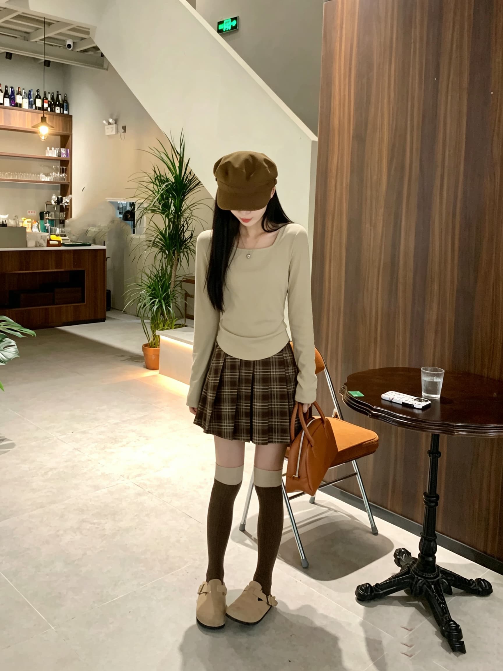 정가 실사 밀크 티 색상 다용도 꼬집기 허리 t 광장 칼라 티셔츠 한 부서 몸매 가꾸기 슬림해 보이는 고유 한 Chic 긴팔 맨위 상세 이미지 10