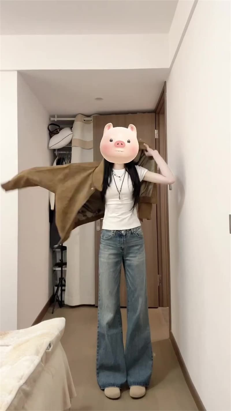 청바지 여성 봄 새로운 키 큰 남자 길이 연장 레트로 아니요 막대기 다리 부츠컷 슬림해 보이는 스트레이트 바닥 청소 나팔 바지 이미지 4