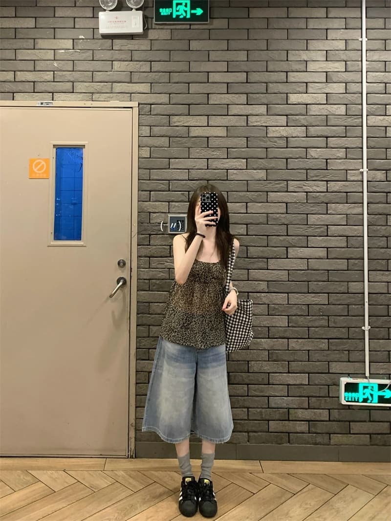 스트레이트 데님 7부 바지 여성 여름 새로운 아메리칸 워싱 대나무 마디 캐주얼 바지 지방 mm 슬림해 보이는 루즈핏 반바지 이미지 4