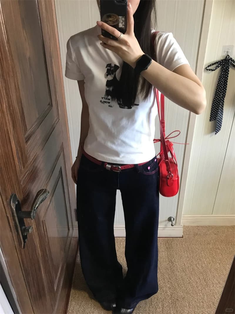 키 큰 남자 확장 버전 청바지 여성 여름 아메리칸 핫걸 레트로 와이드 레그 팬츠 로우 웨이스트 슬림해 보이는 바닥 청소 바지 이미지 2